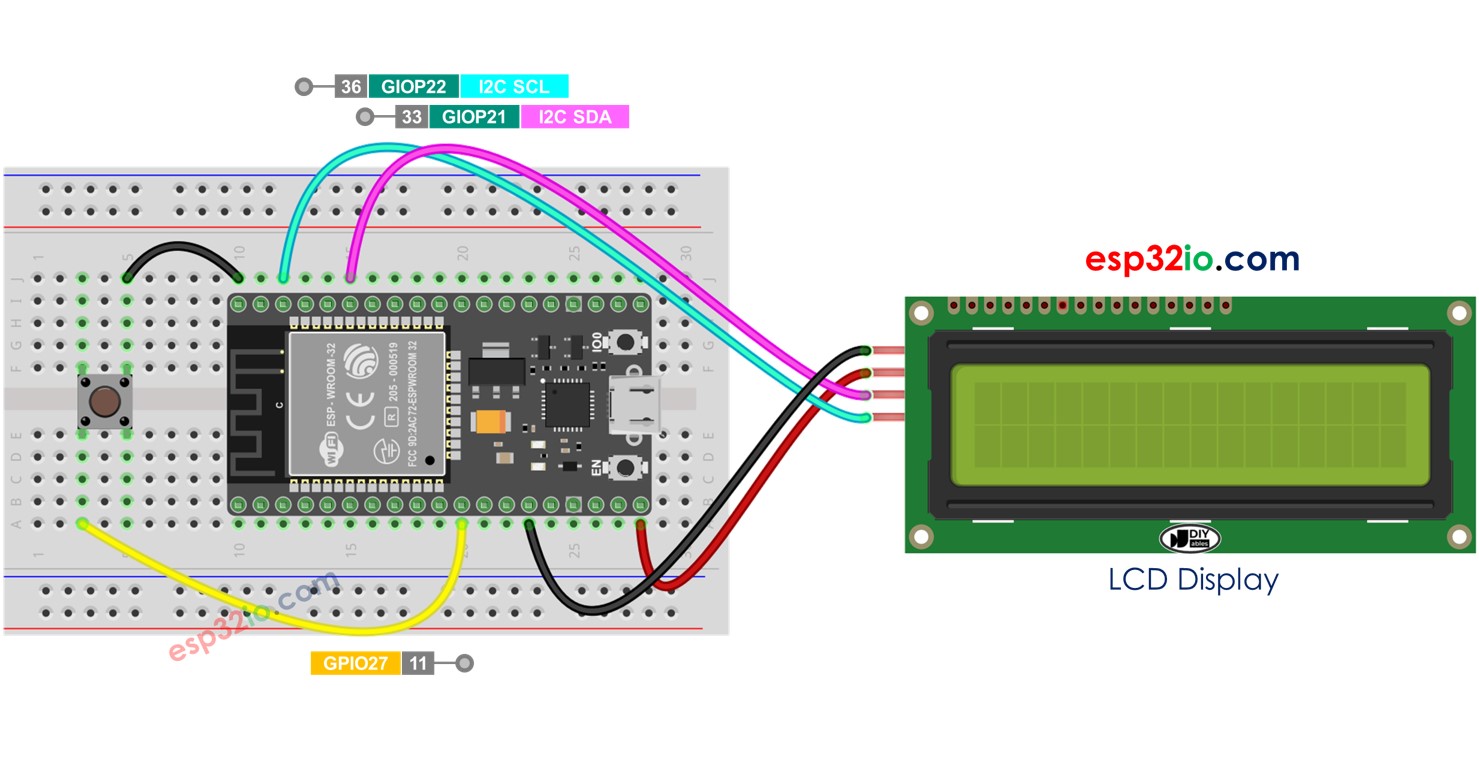 ESP32 - Compteur de Bouton - LCD