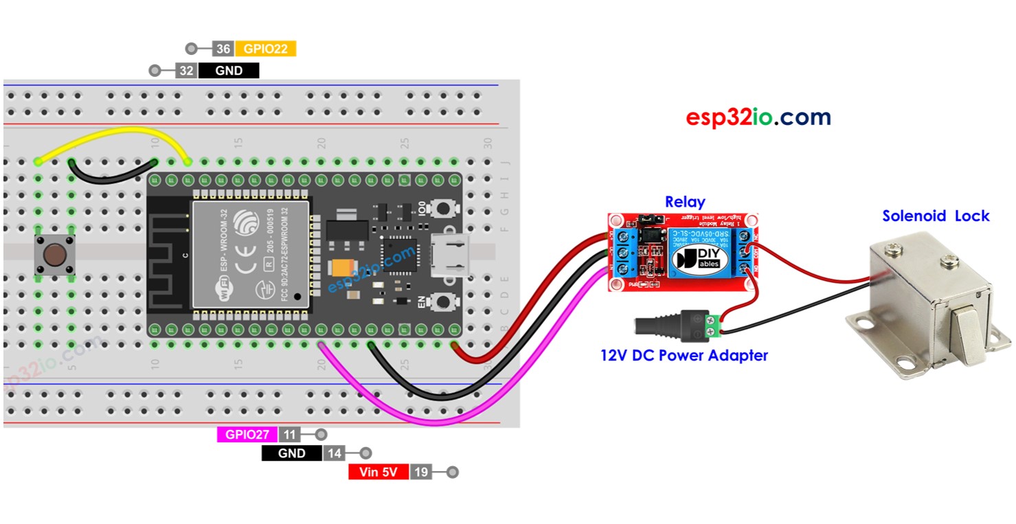 ESP32 - Verrou à solénoïde avec bouton