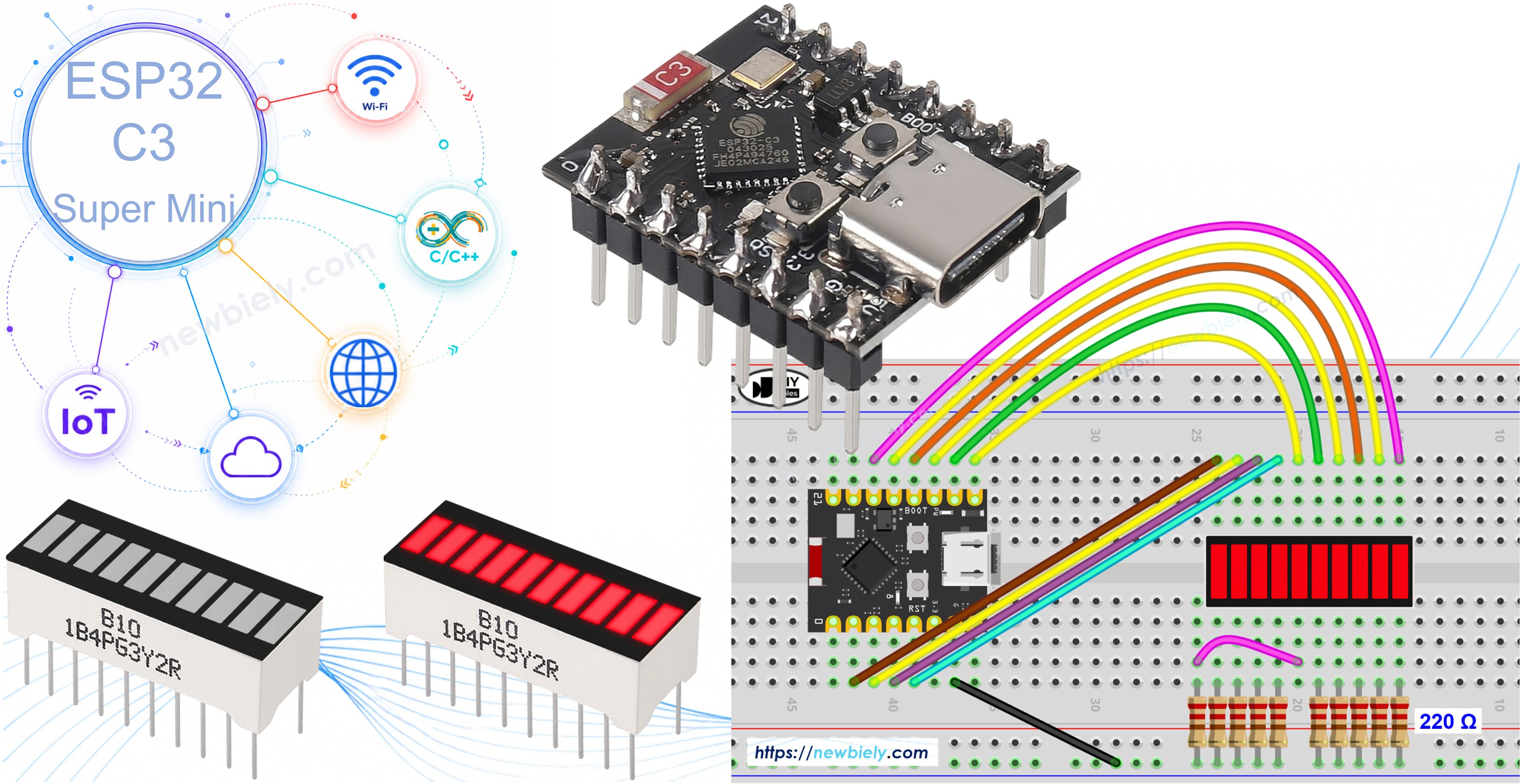 ESP32 C3 Super Mini - Bargraphe LED à 10 segments