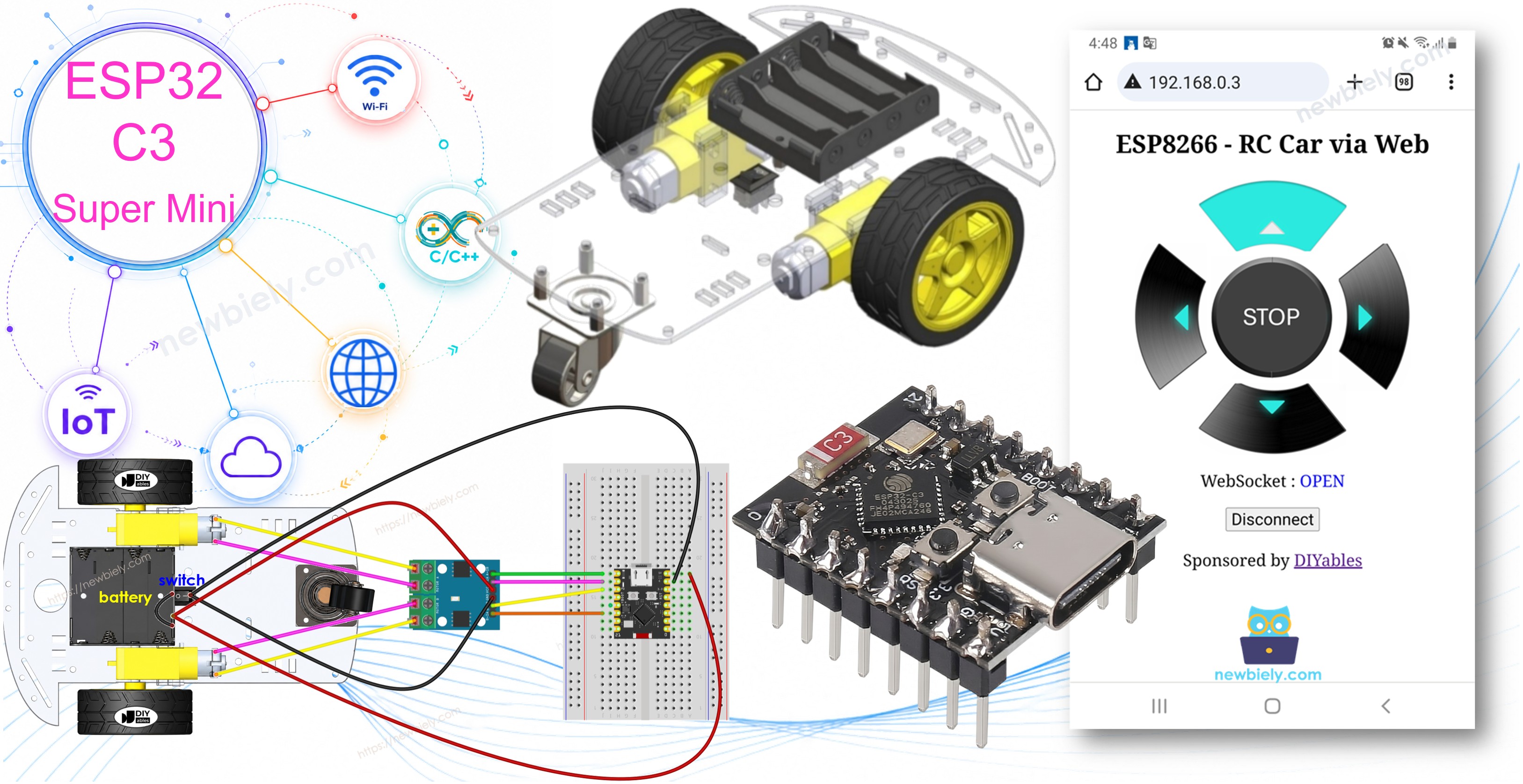 ESP32 C3 Super Mini - Contrôler une voiture via le web