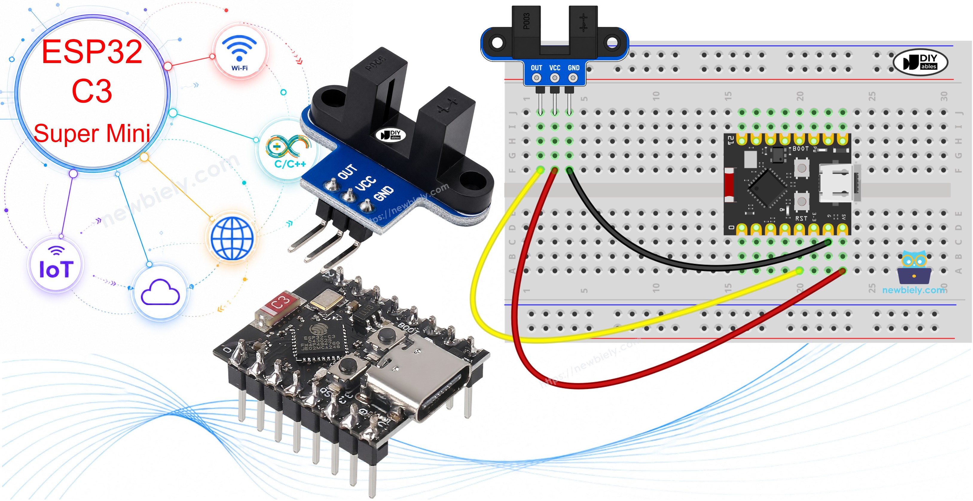 Capteur de vitesse optique à fente IR avec ESP32 C3 Super Mini