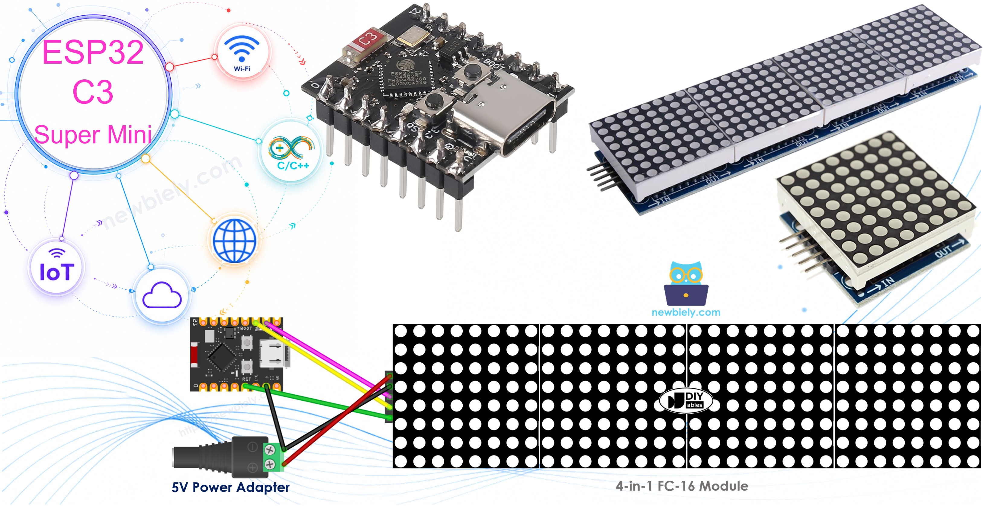 ESP32 C3 Super Mini Matrice LED