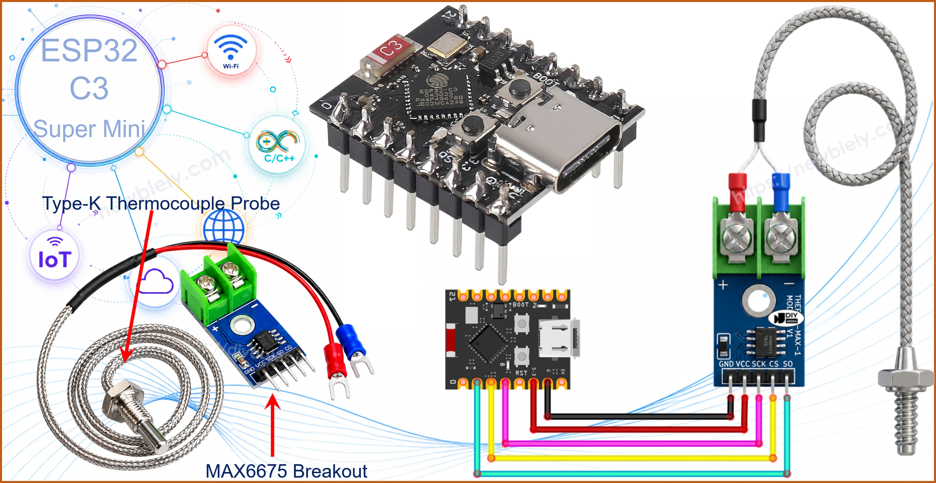 ESP32 C3 Super Mini - Module Thermocouple MAX6675