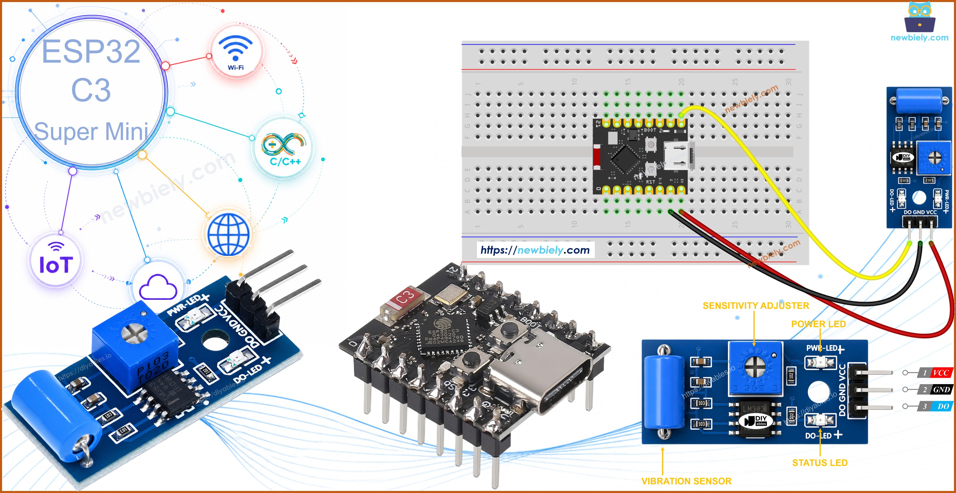 Capteur de vibration SW-420 ESP32 C3 Super Mini