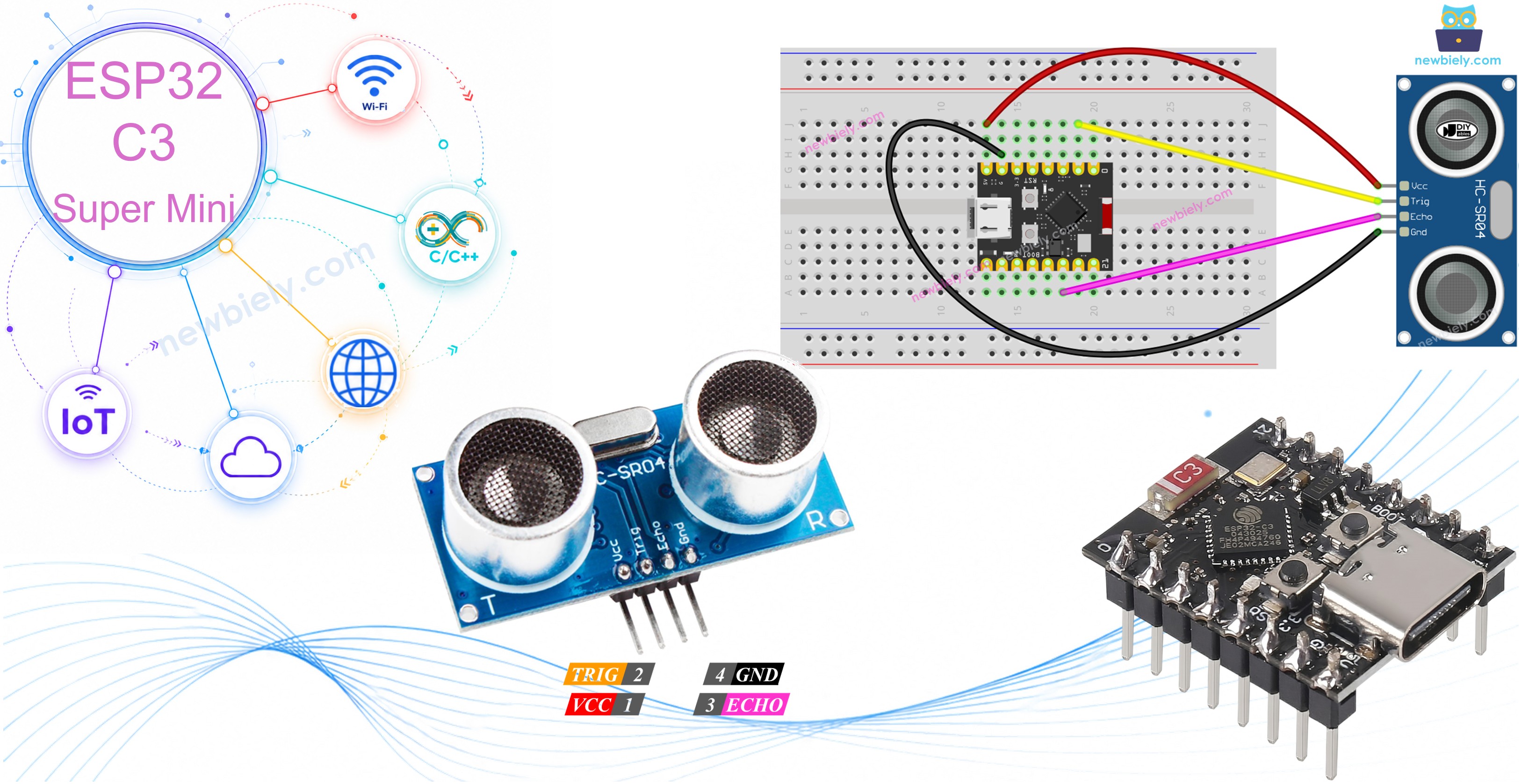 ESP32 C3 Super Mini Capteur ultrasonique