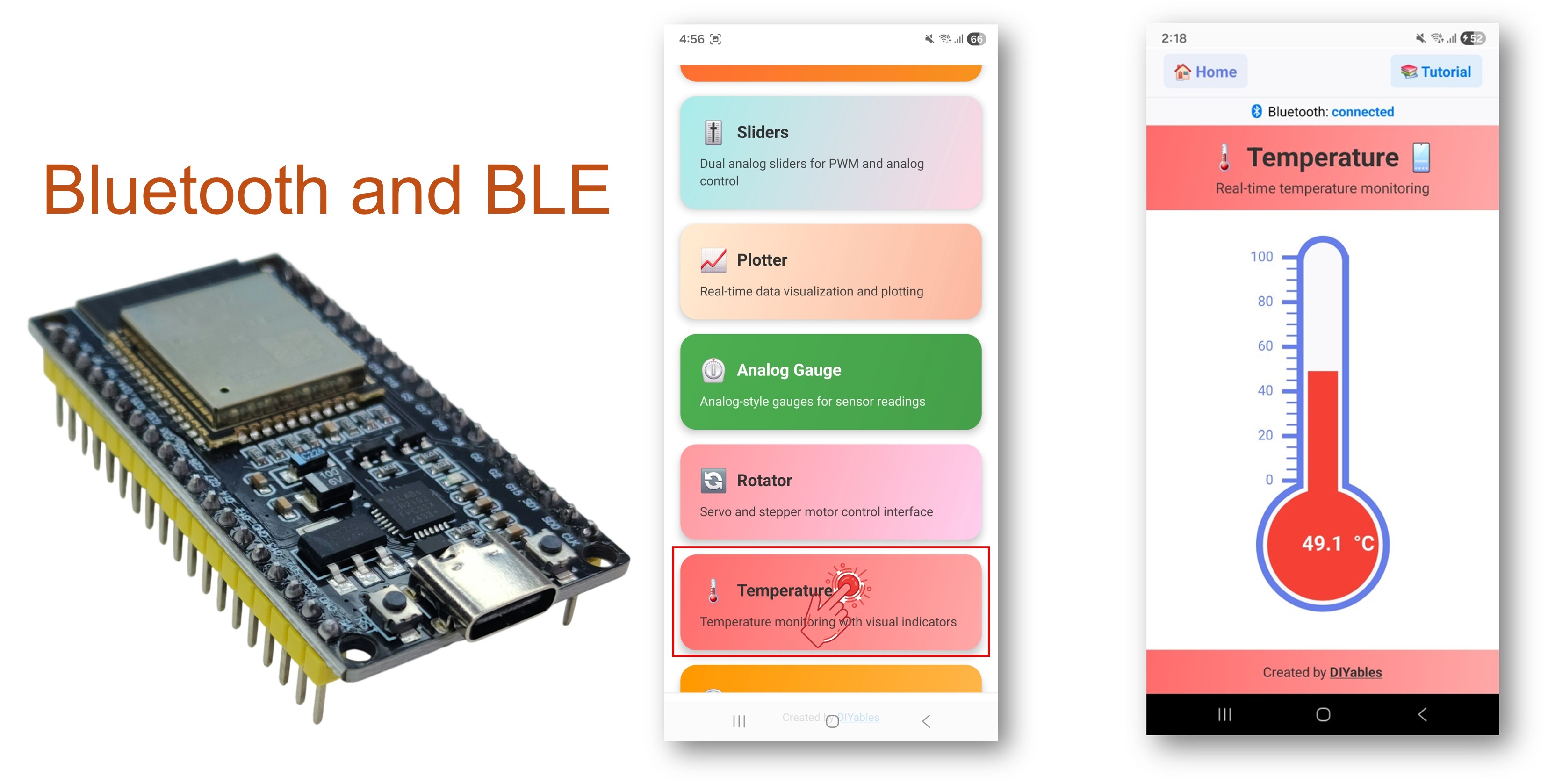 Exemple de température Bluetooth ESP32 - Tutoriel d'affichage d'une jauge de température