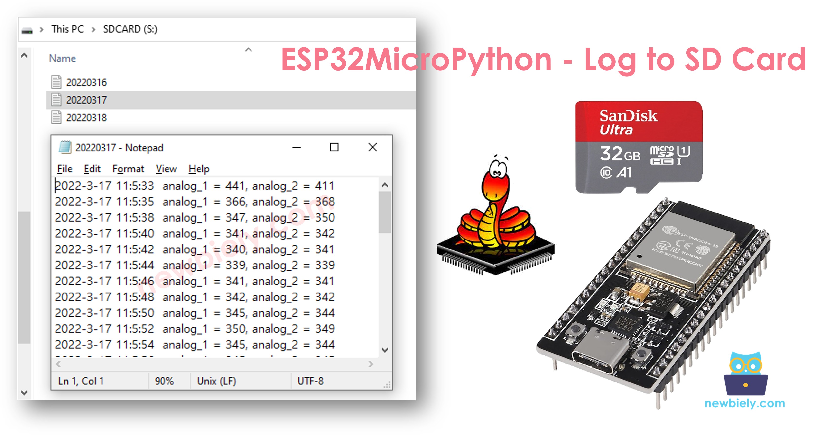 ESP32 MicroPython Journal vers Micro SD Card