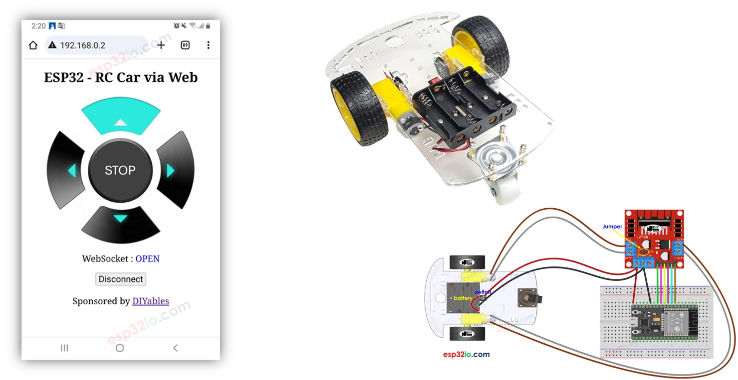 ESP32 contrôle la voiture robot via le Web