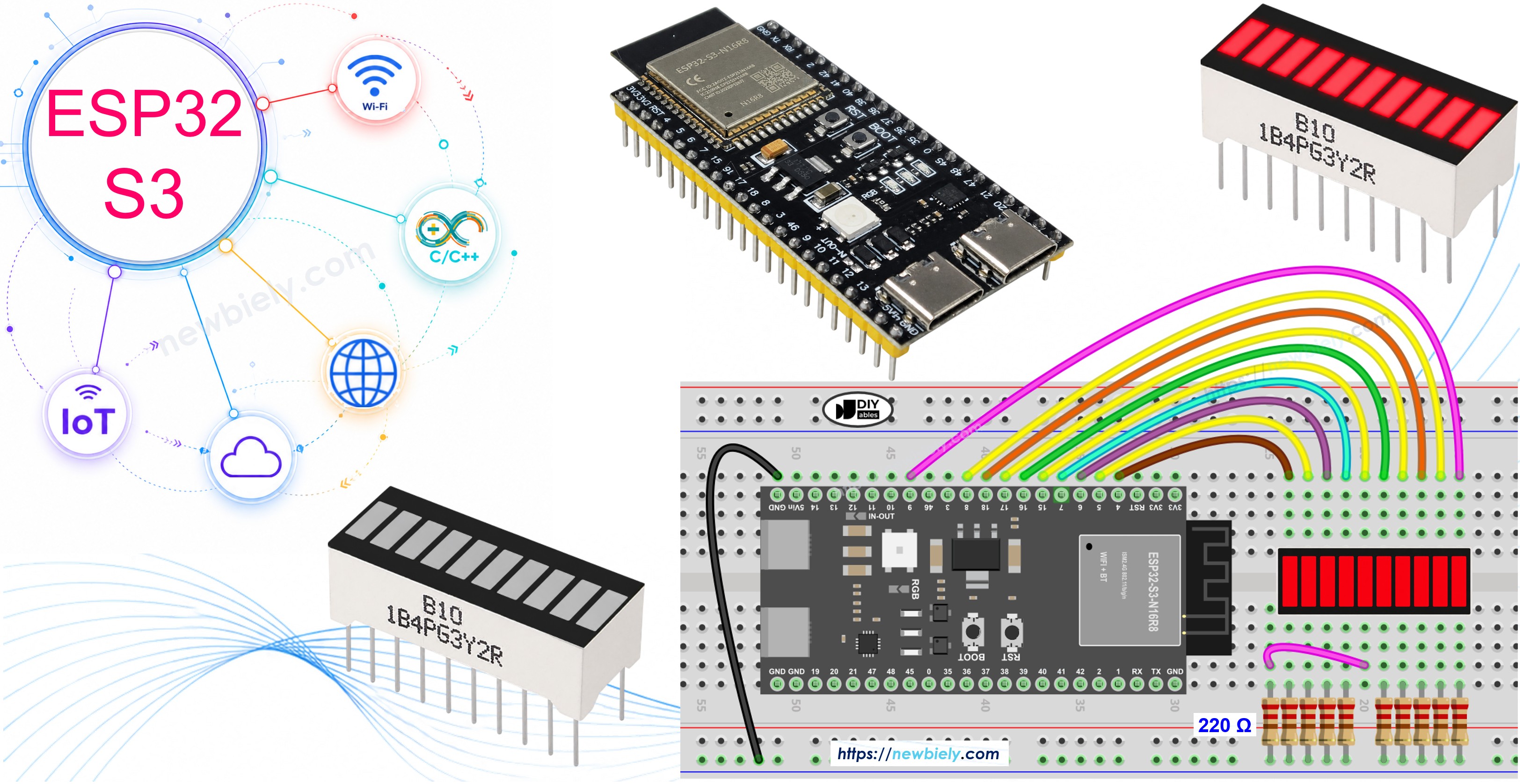 ESP32 S3 et barregraphe LED à 10 segments