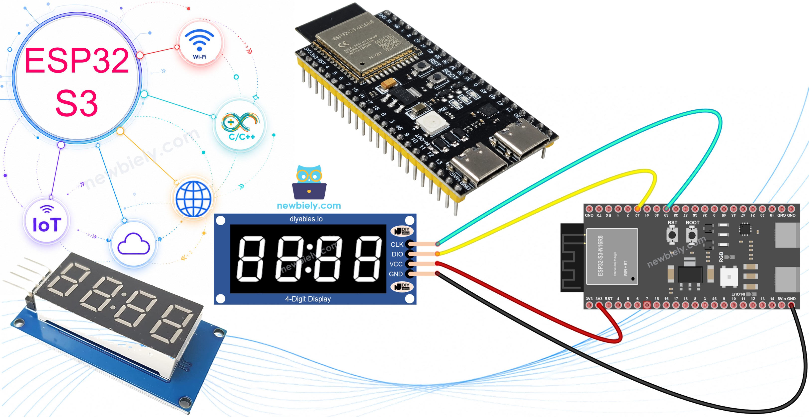 Écran 7 segments 4 chiffres TM1637 ESP32 S3