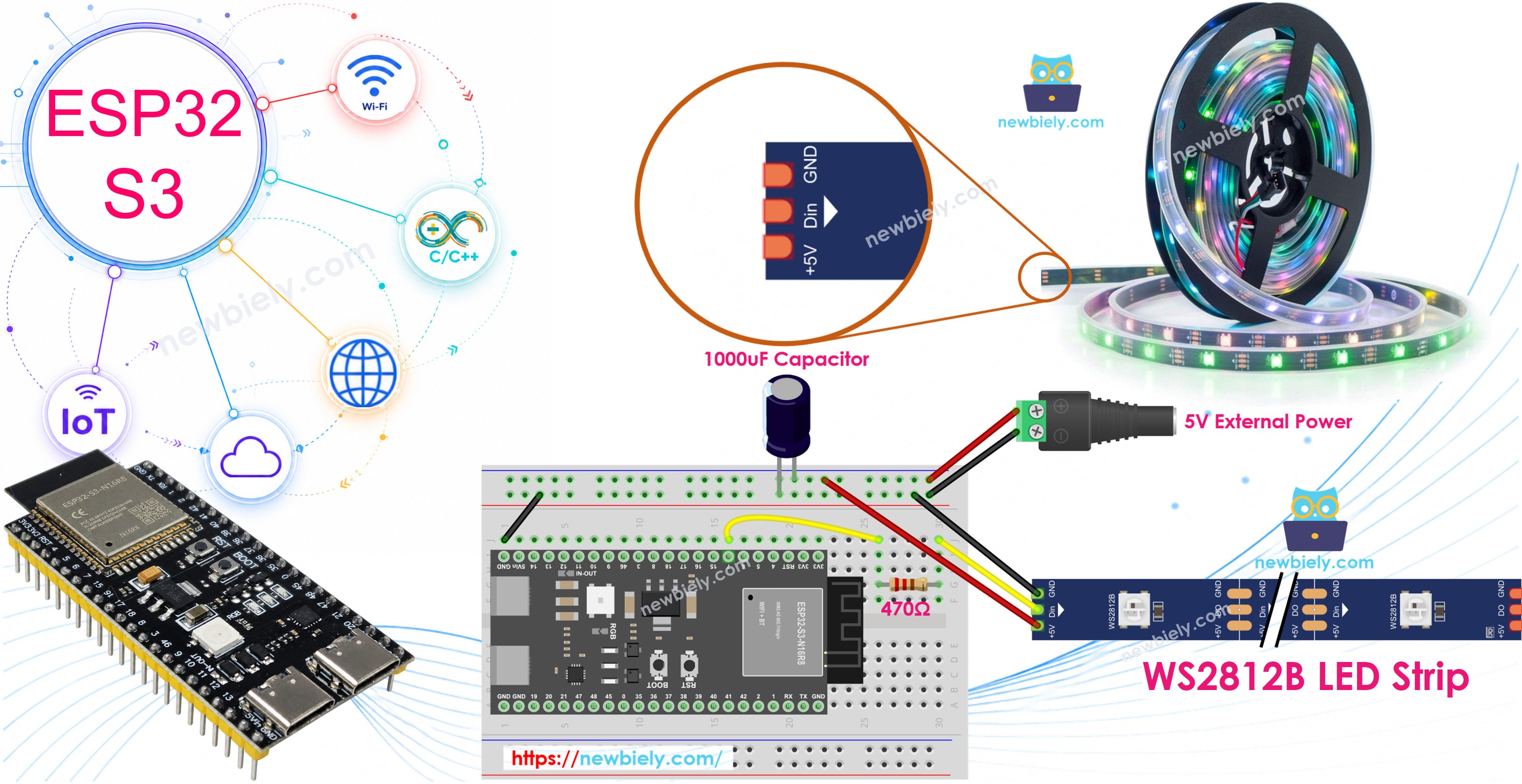 ESP32 S3 - Ruban de LED WS2812B
