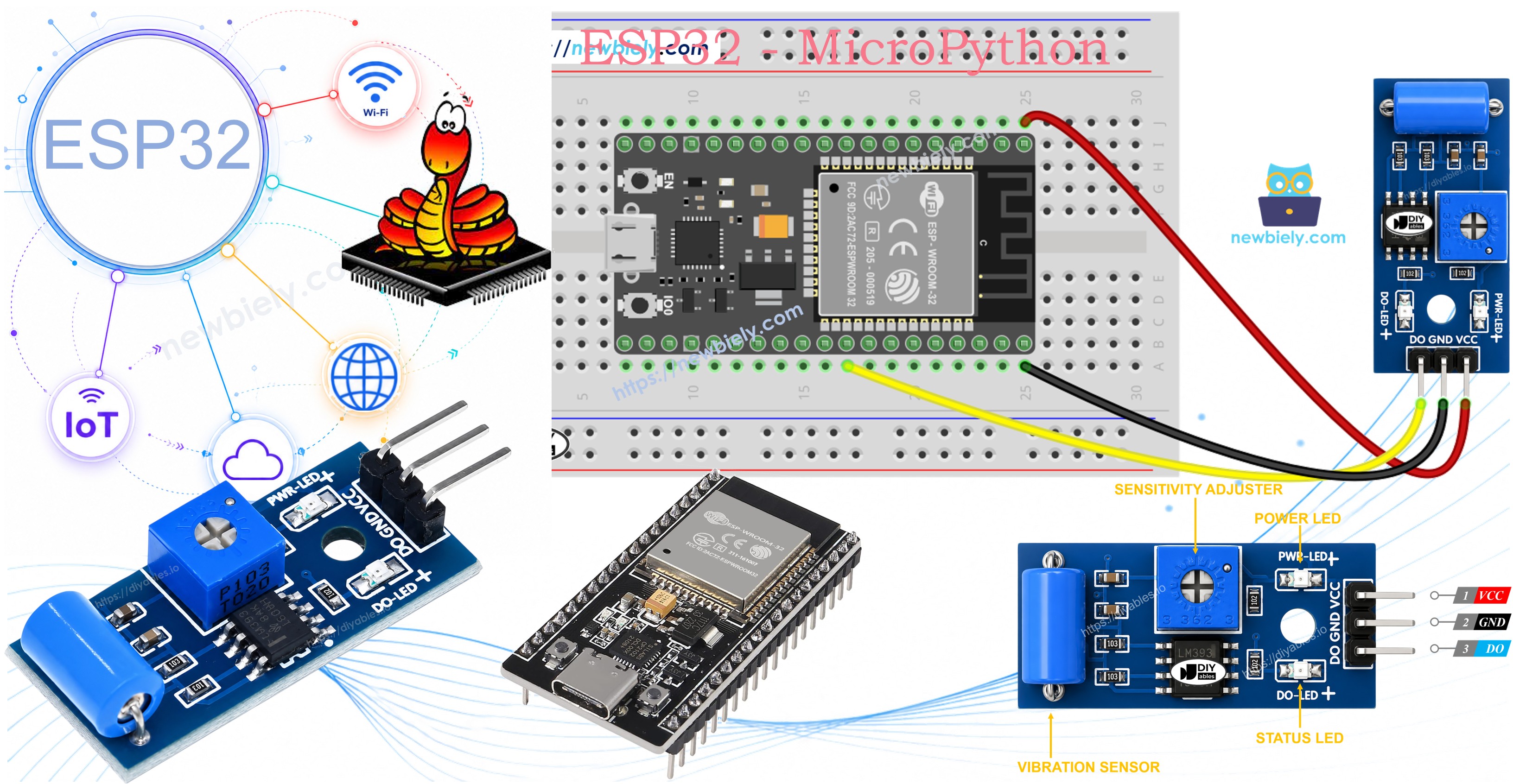 ESP32 MicroPython Capteur de vibration SW-420