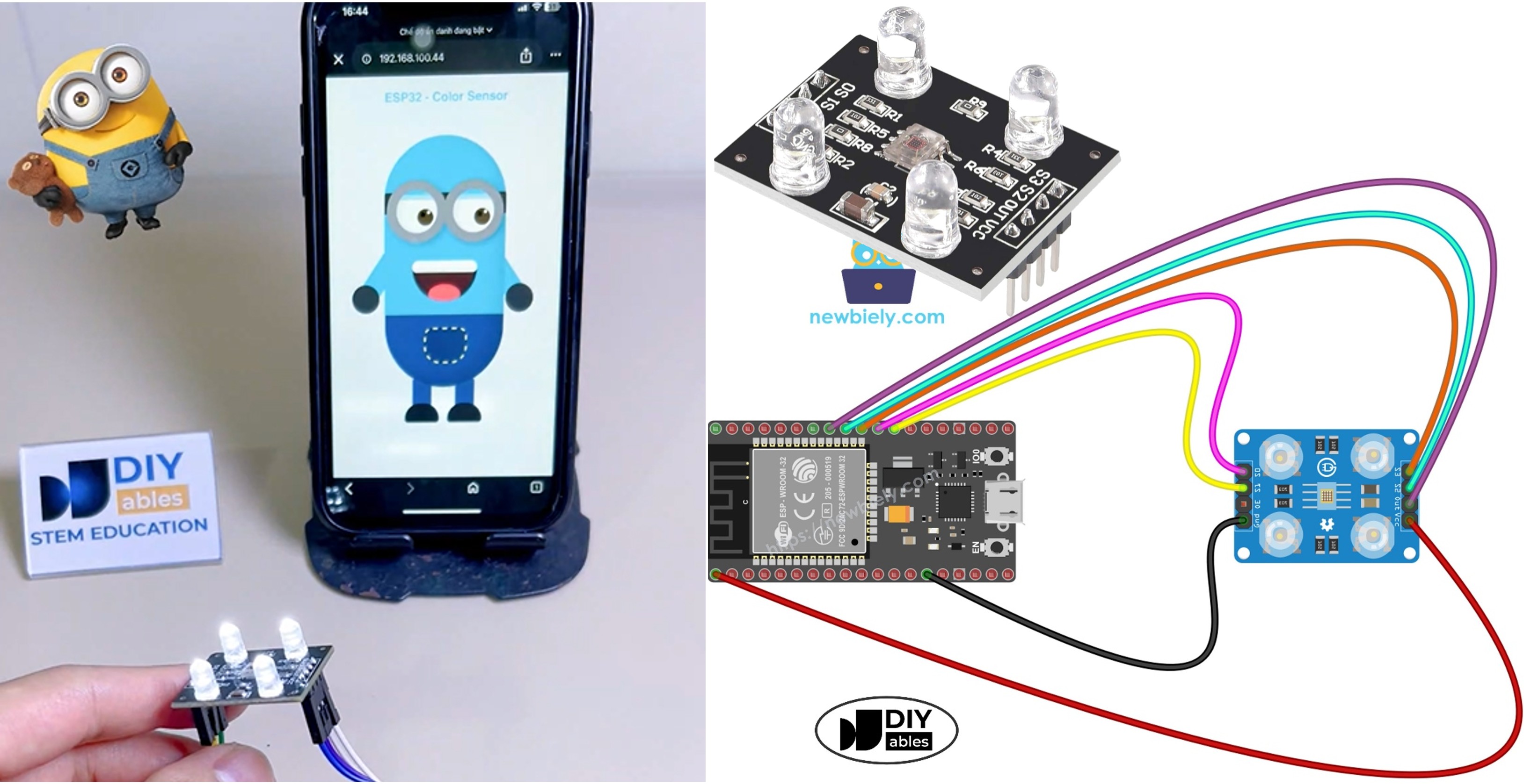 ESP32 TCS3200 TCS230 capteur couleur web Minion