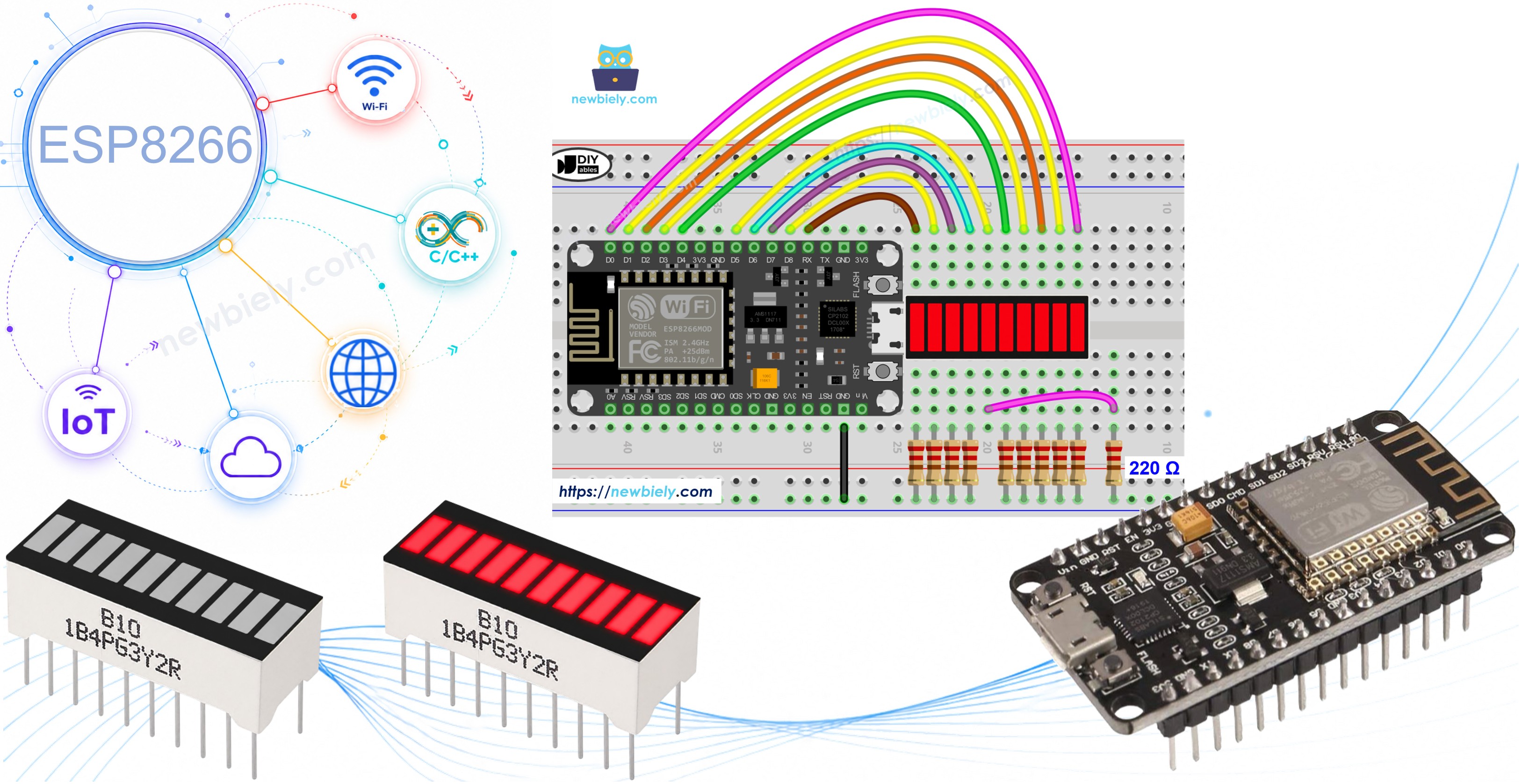 ESP8266 NodeMCU NodeMCU et bargraphe LED à 10 segments