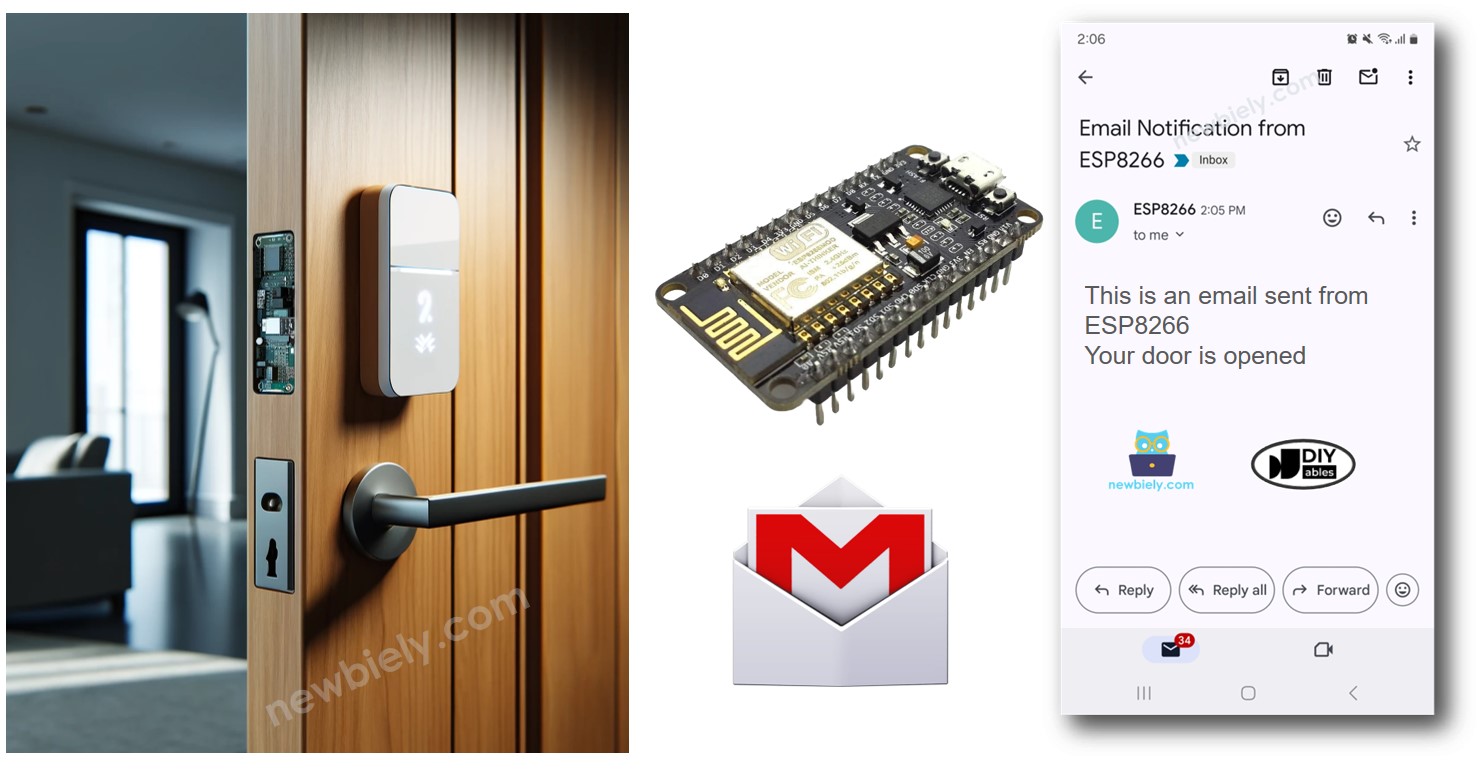 Notification par email d'ouverture de porte ESP8266 NodeMCU