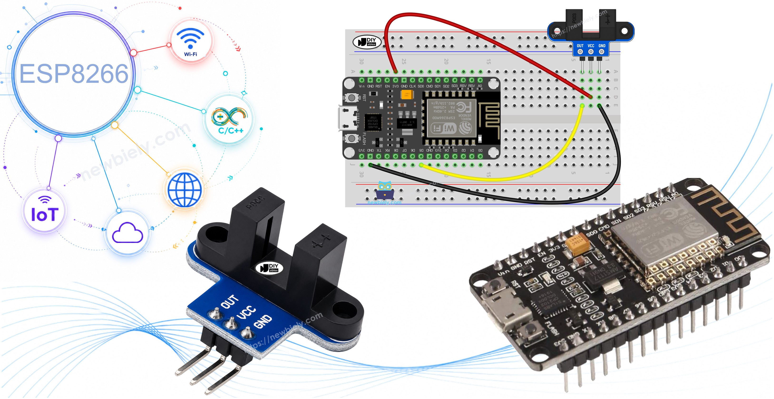 ESP8266 NodeMCU NodeMCU avec capteur de vitesse optique à fente IR