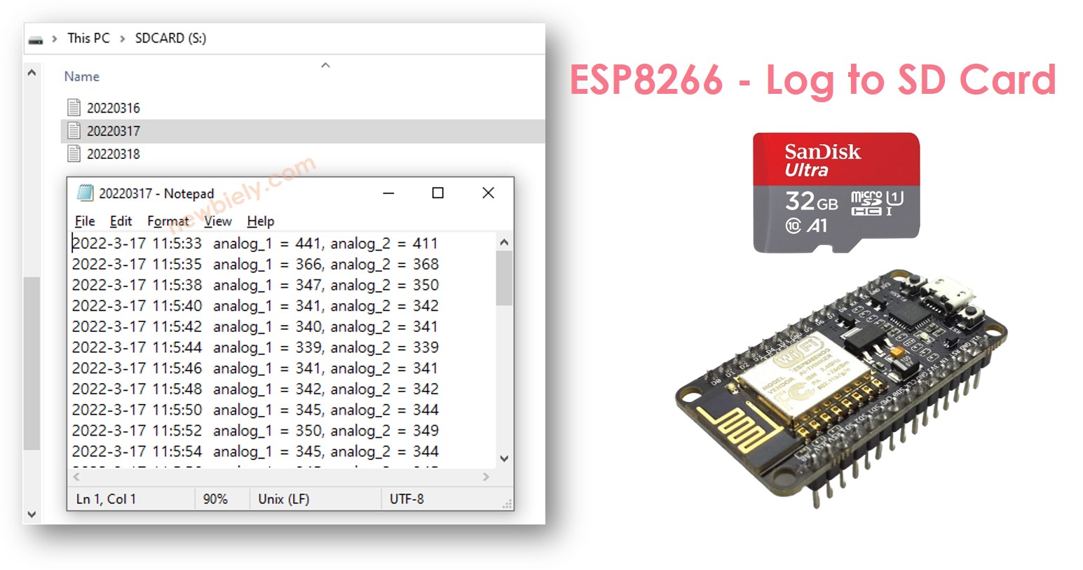 Enregistrement ESP8266 NodeMCU sur carte Micro SD