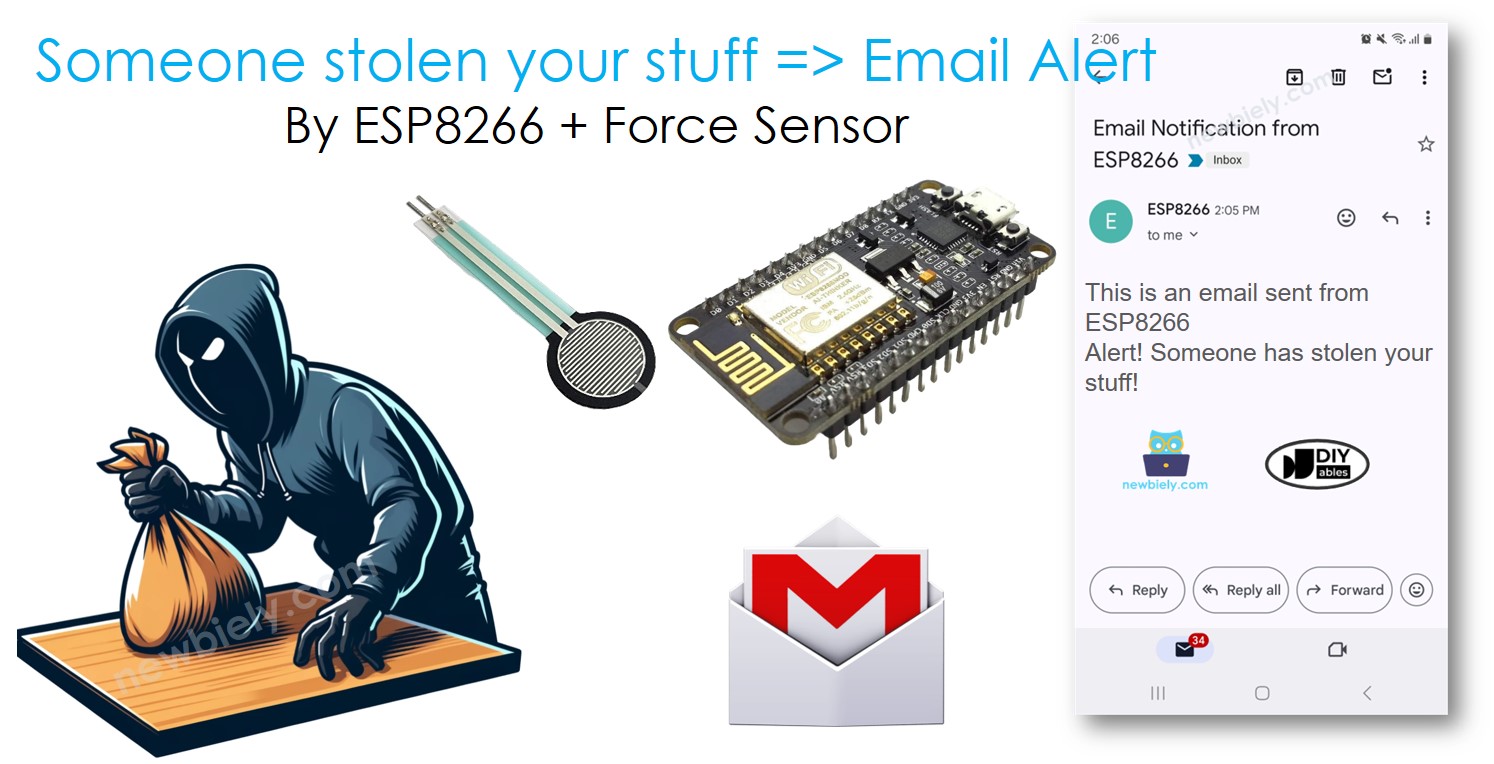 Notification par e-mail de détection de vol ESP8266 NodeMCU