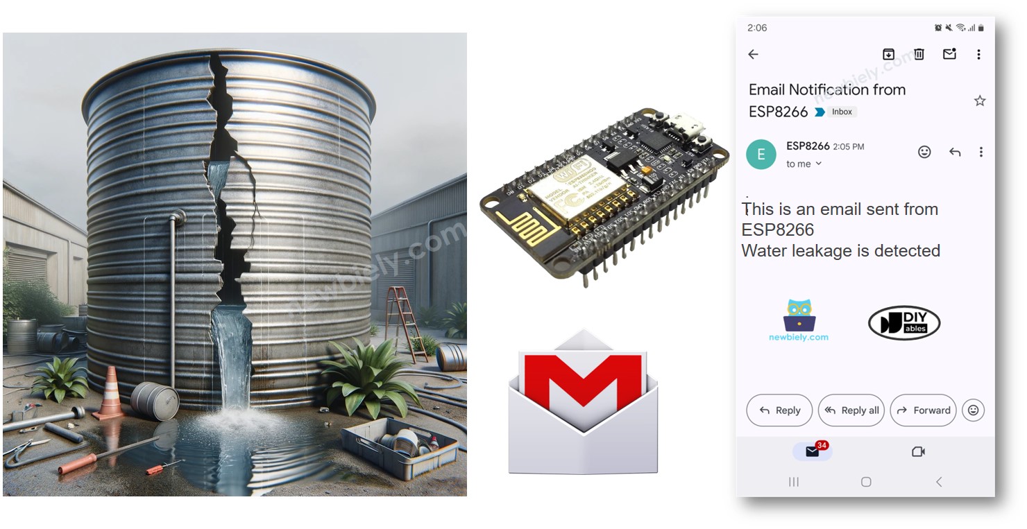 Notification par e-mail de fuite d'eau ESP8266 NodeMCU