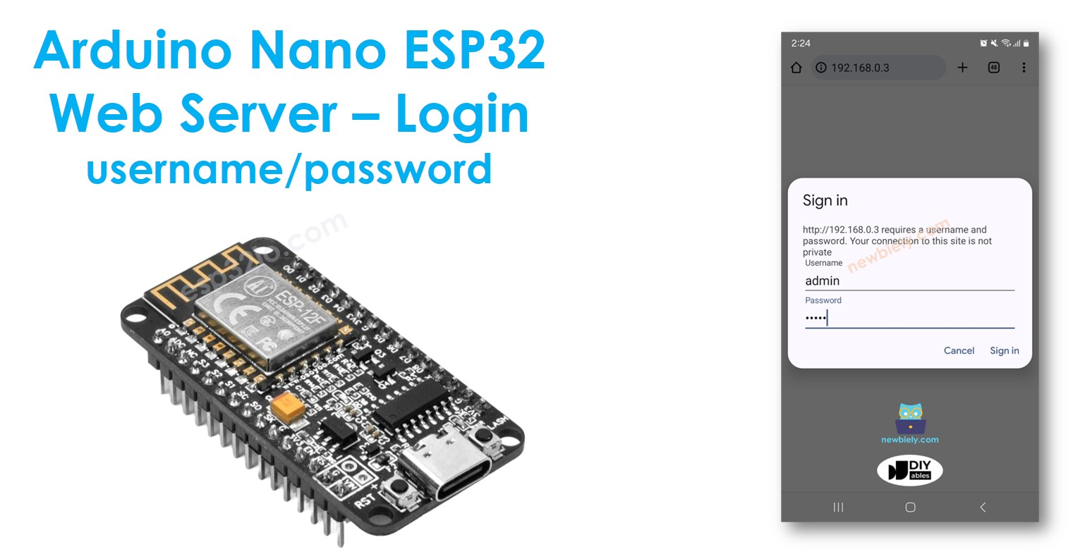 serveur web ESP8266 NodeMCU nom d'utilisateur mot de passe