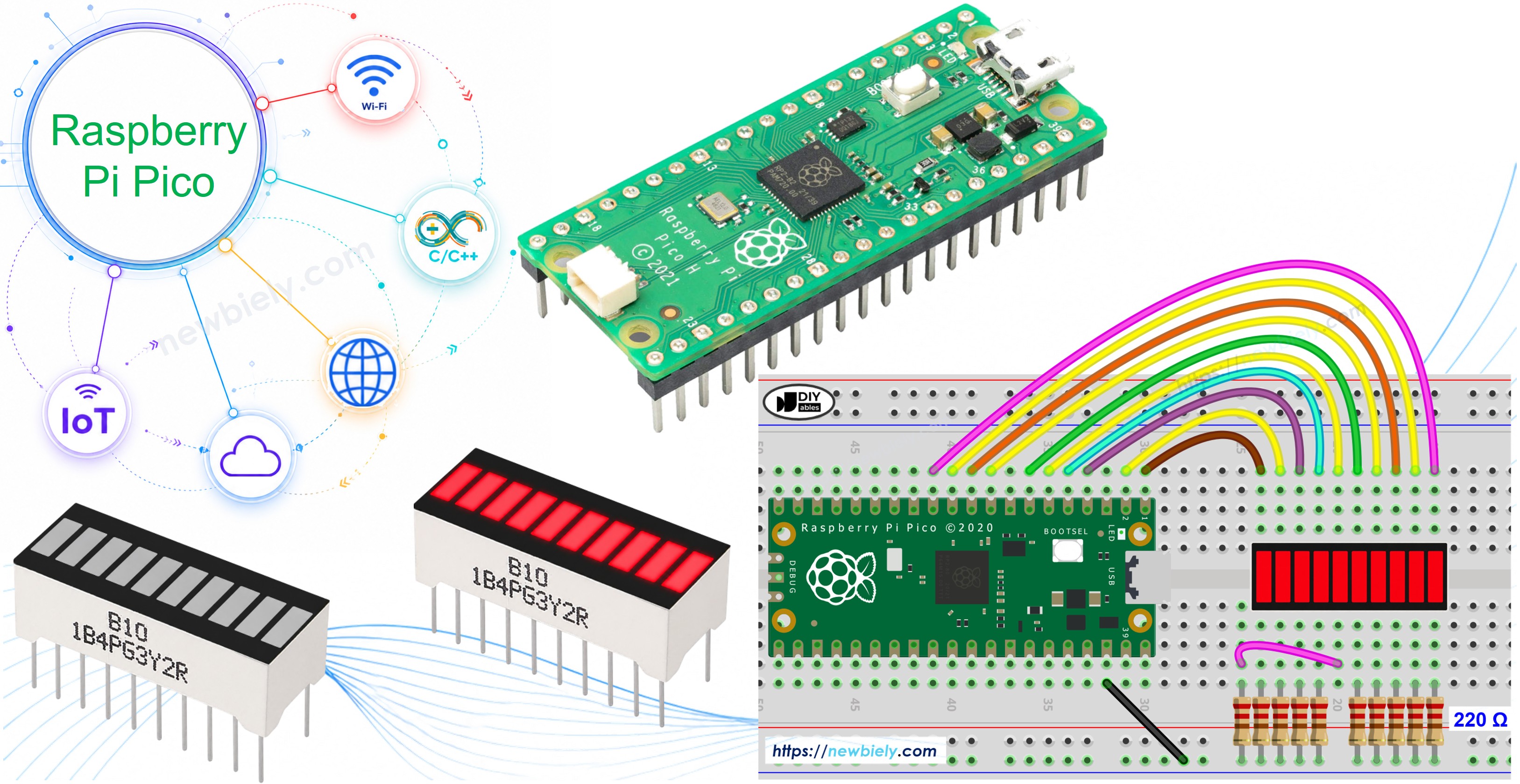 Raspberry Pi Pico et bargraphe LED à 10 segments