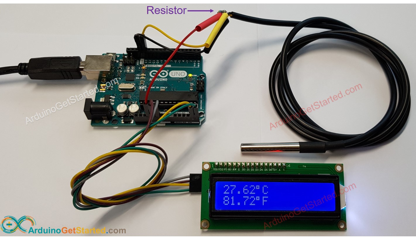 Schéma de câblage Arduino ds18b20 LCD