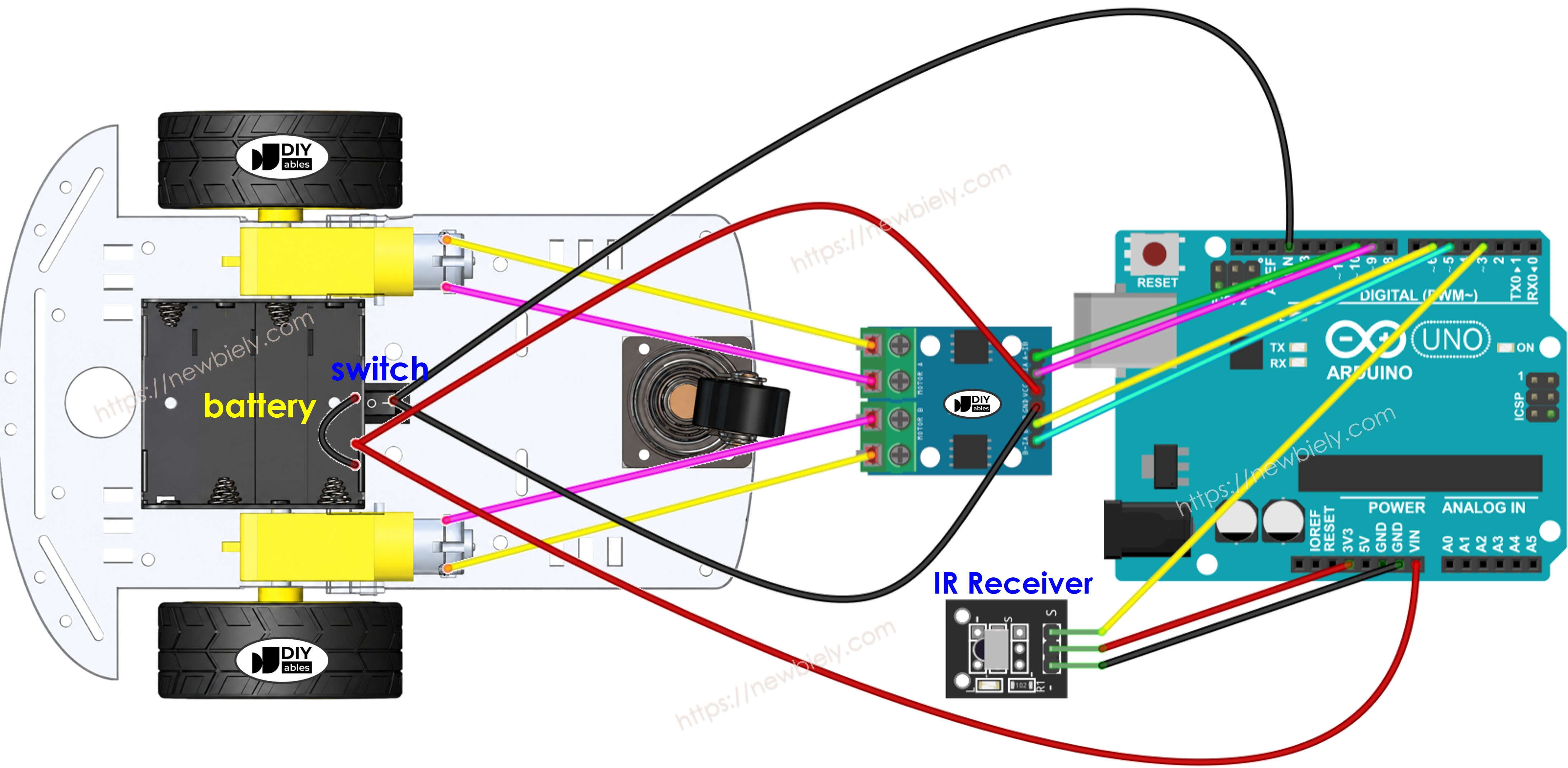 Schéma de câblage de la voiture Arduino 2WD