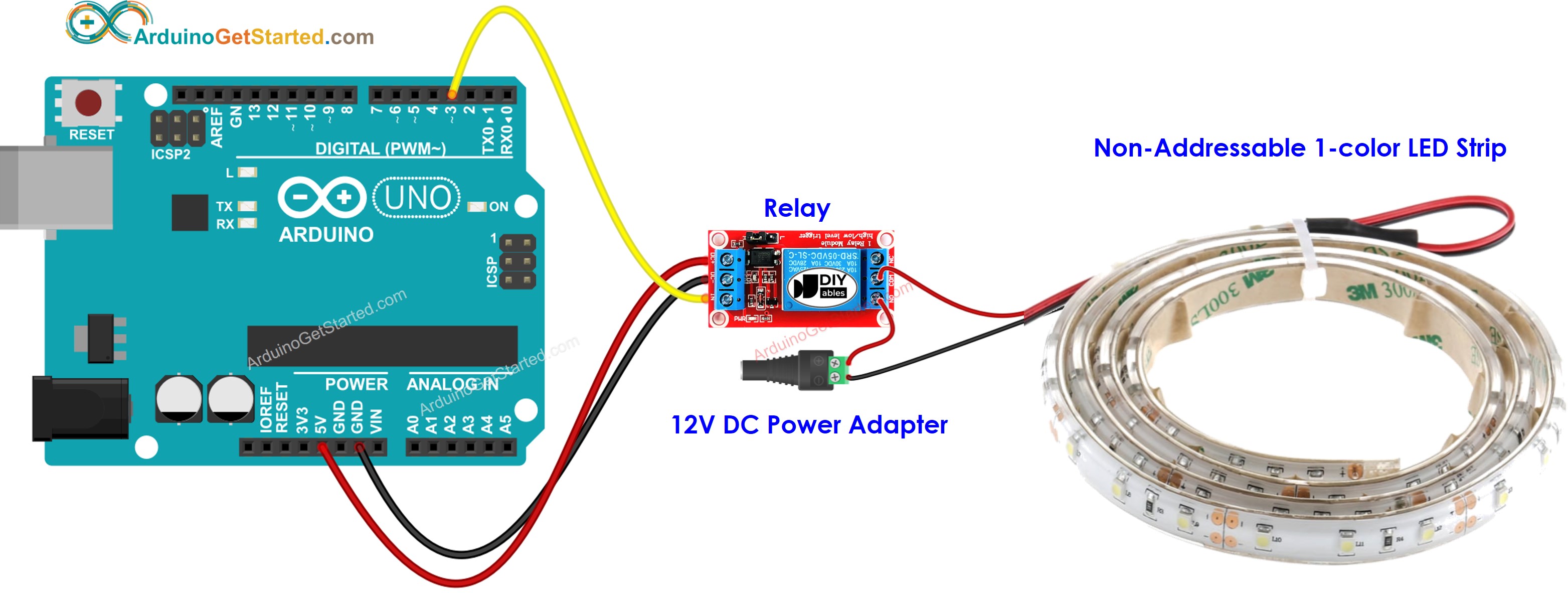 Schéma de câblage de bande LED 12V Arduino