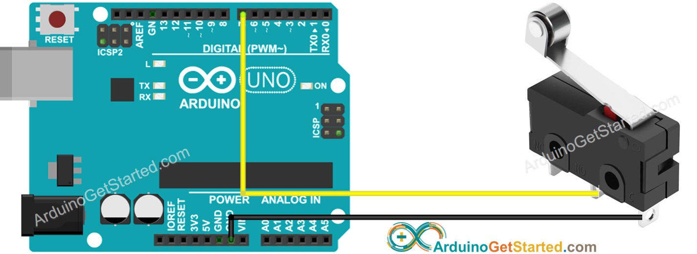 Schéma de câblage de l'interrupteur de fin de course Arduino