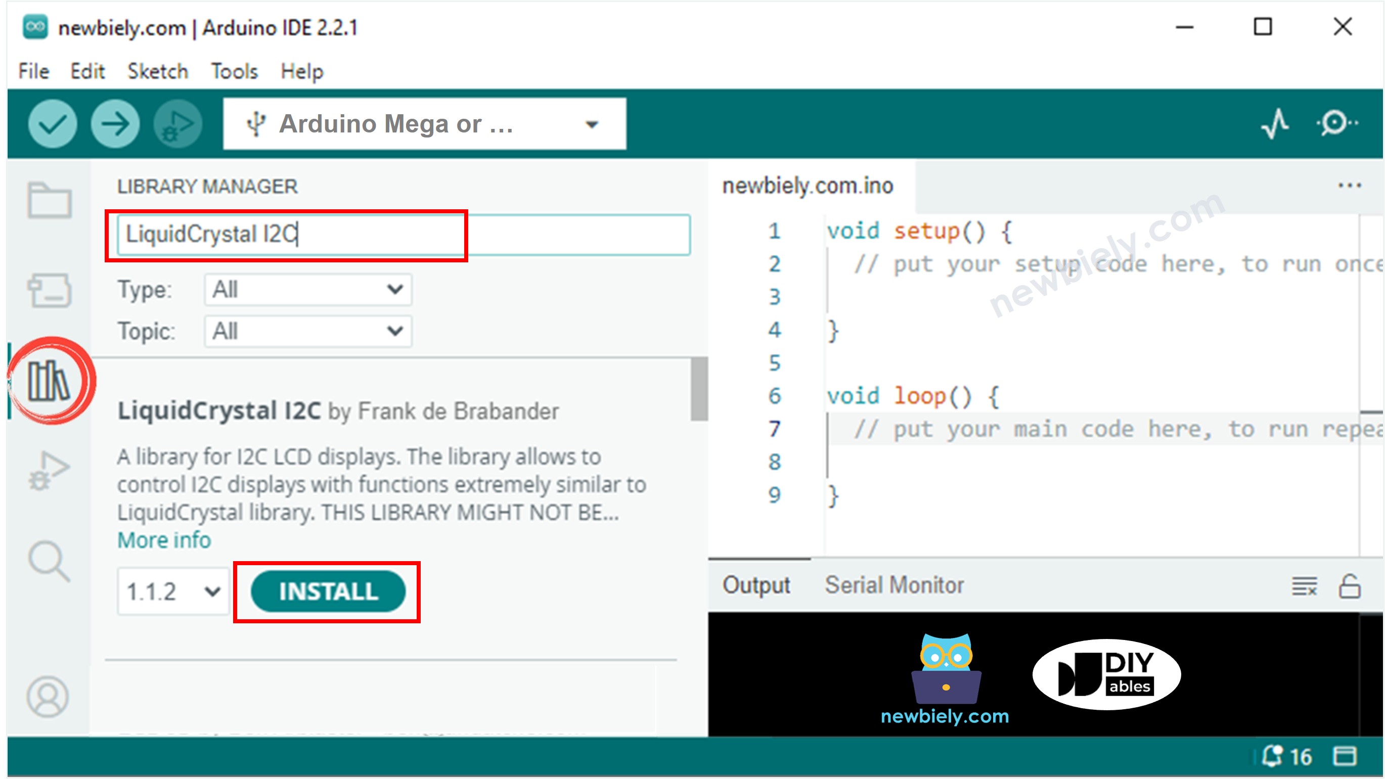 Bibliothèque Arduino Mega LiquidCrystal I2C