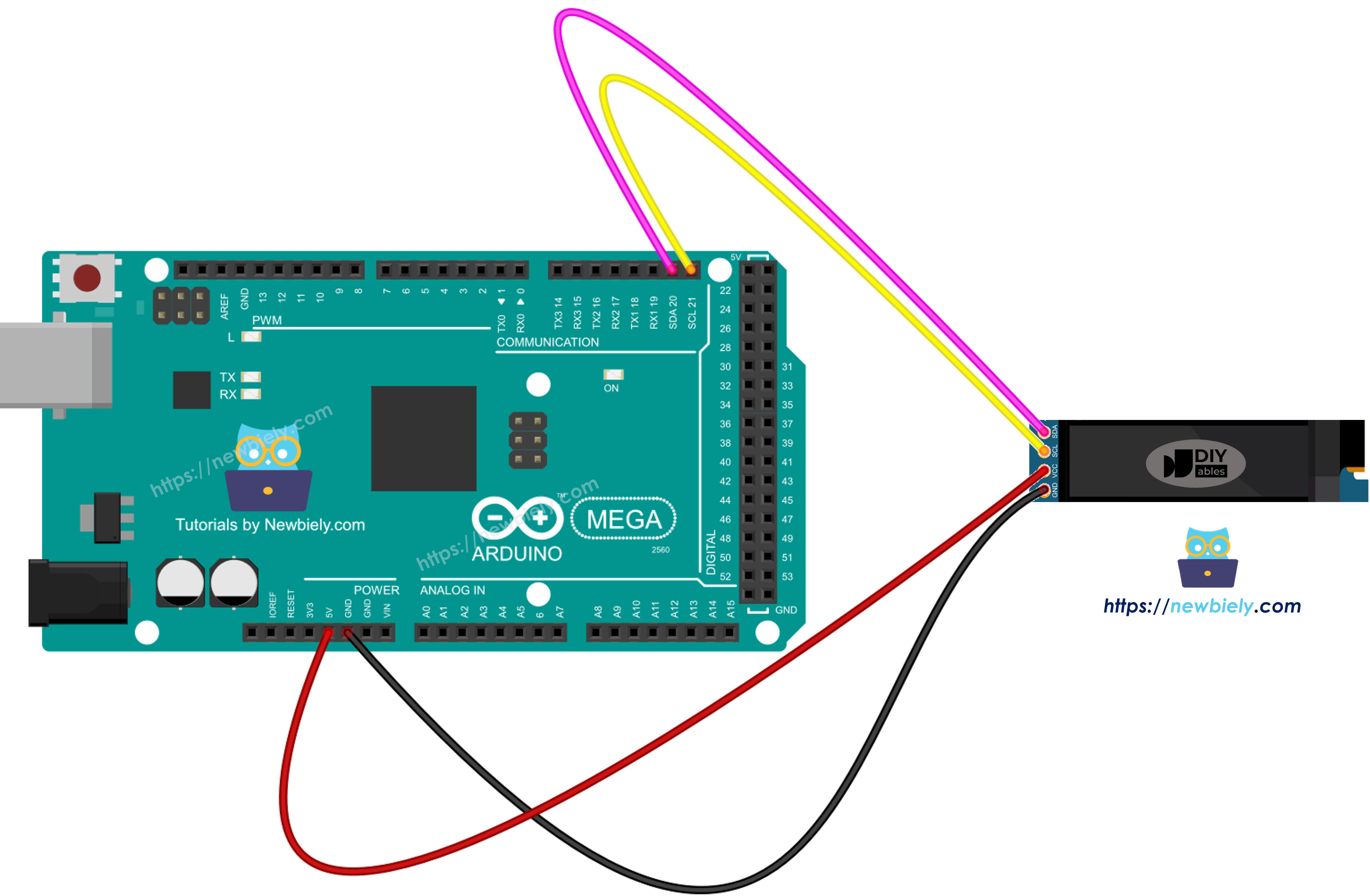 Arduino Mega OLED 128x32 wiring diagram