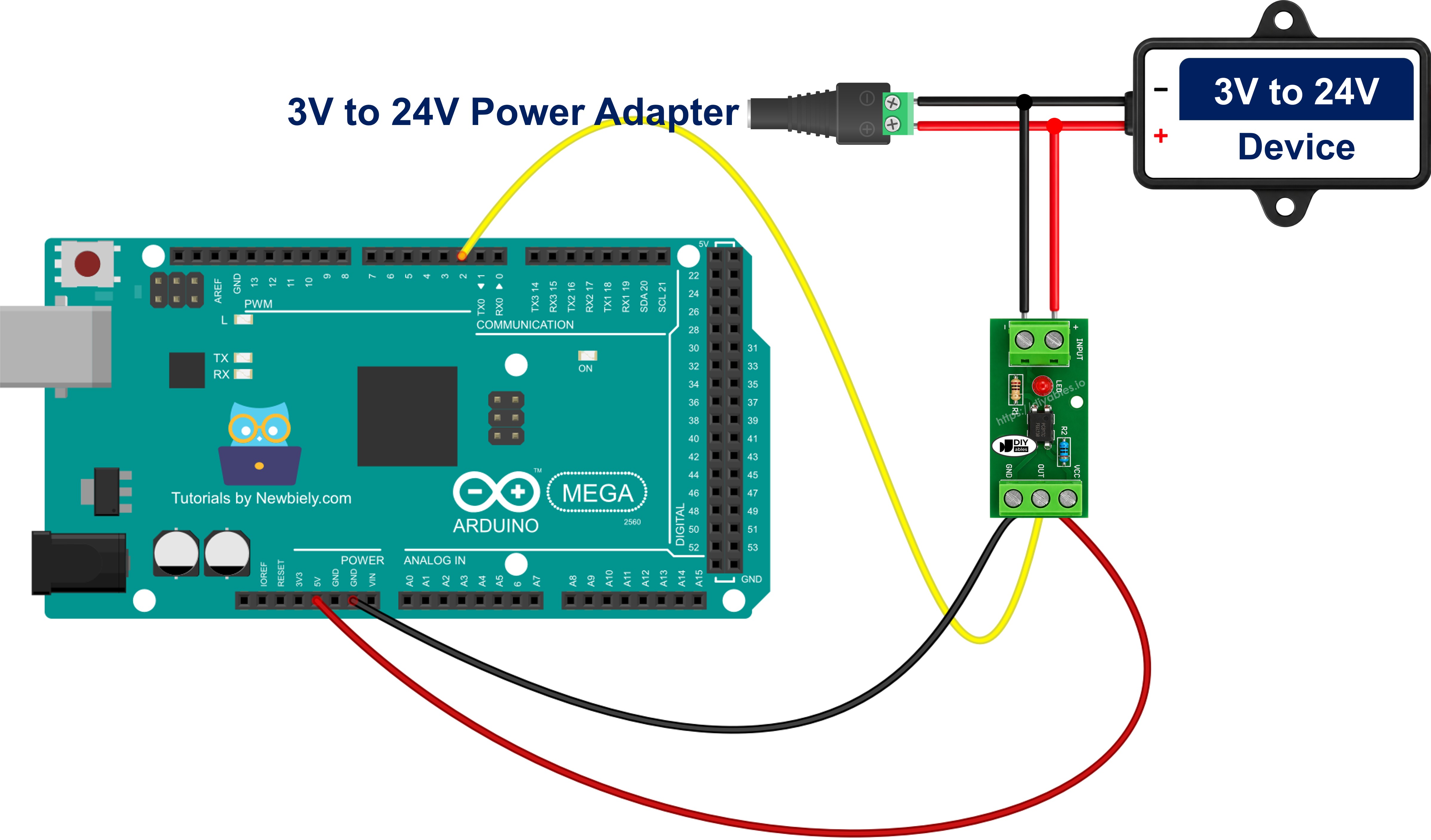 Schéma de câblage Arduino Mega module d'isolation à optocoupleur PC817