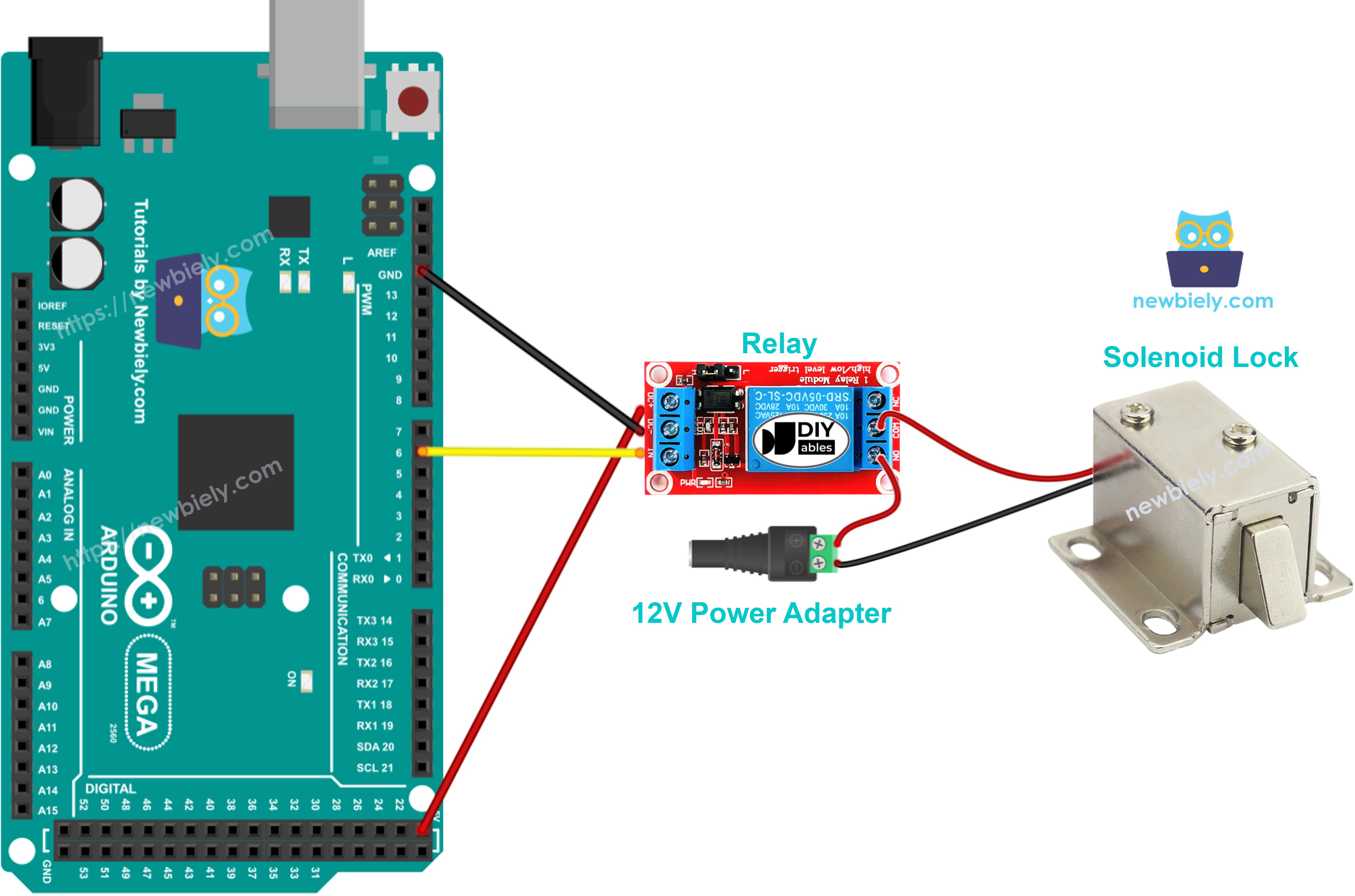 Arduino Mega solenoid lock Wiring Diagram