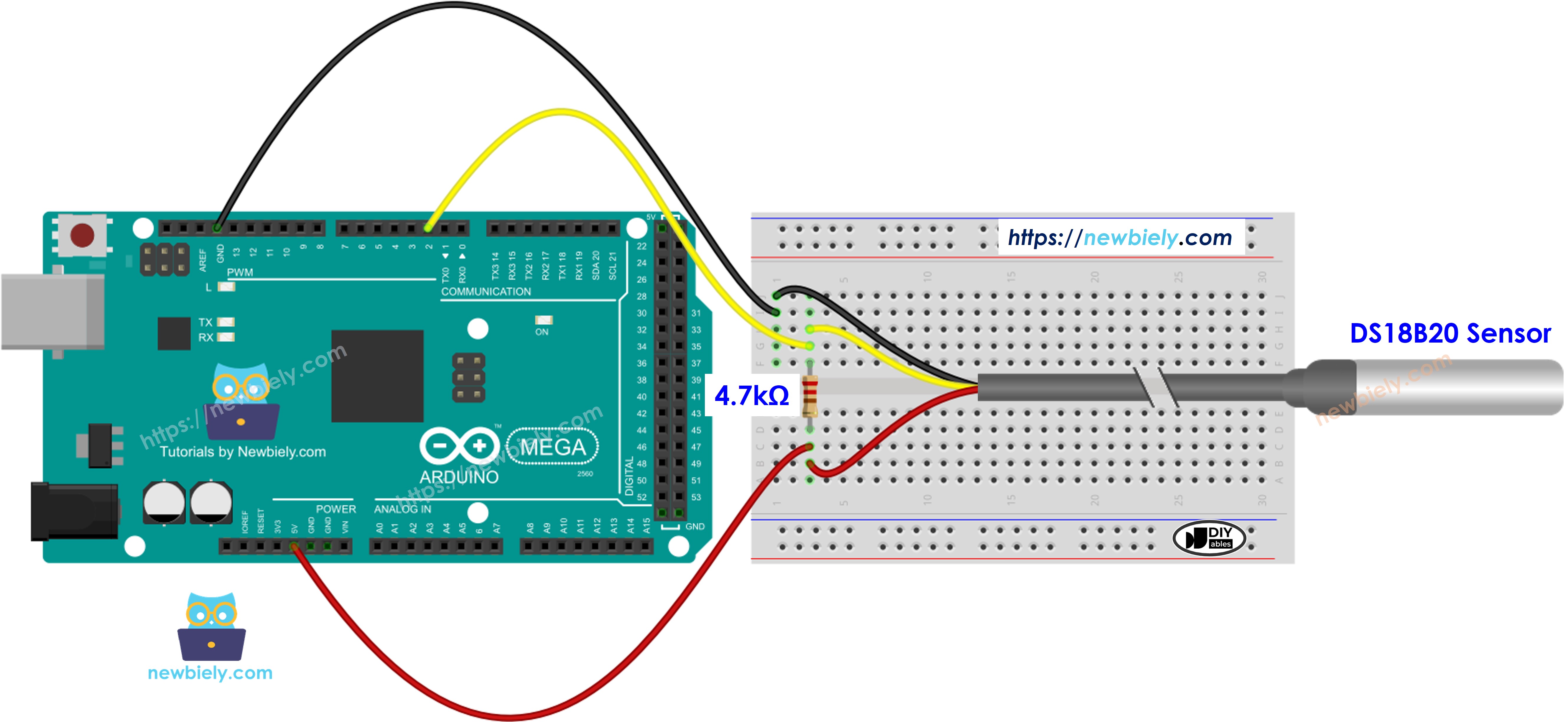 Arduino Mega schéma de câblage capteur de température