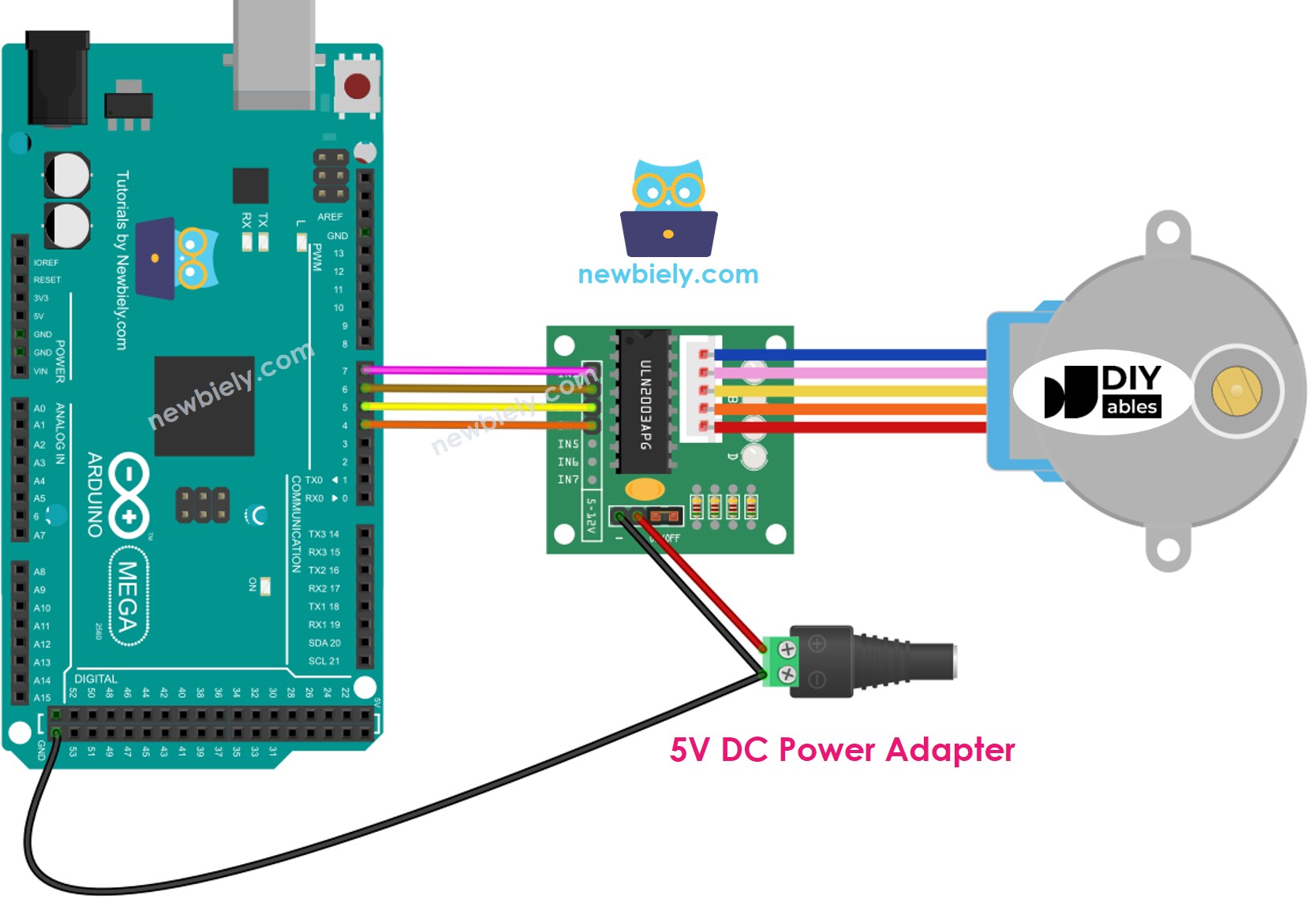 Arduino stepper motor ULN2003 driver Wiring Diagram