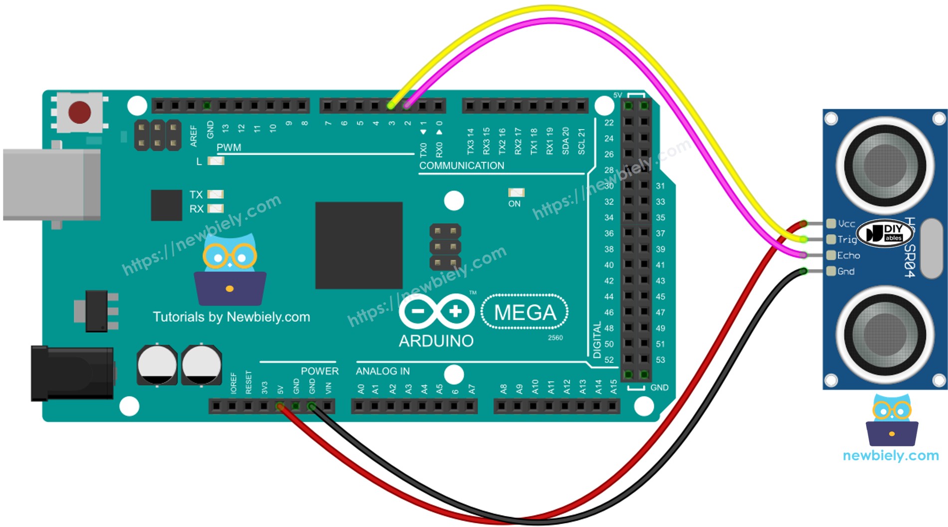 Schéma de Câblage Arduino Mega Capteur Ultrasonique