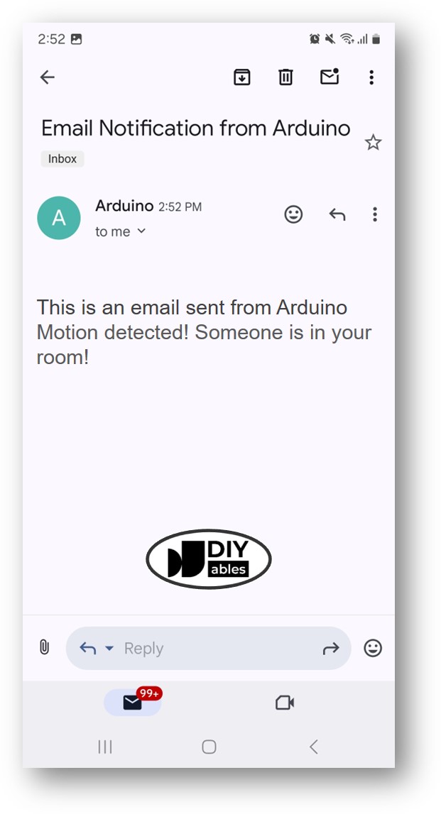 Capteur de mouvement Arduino email