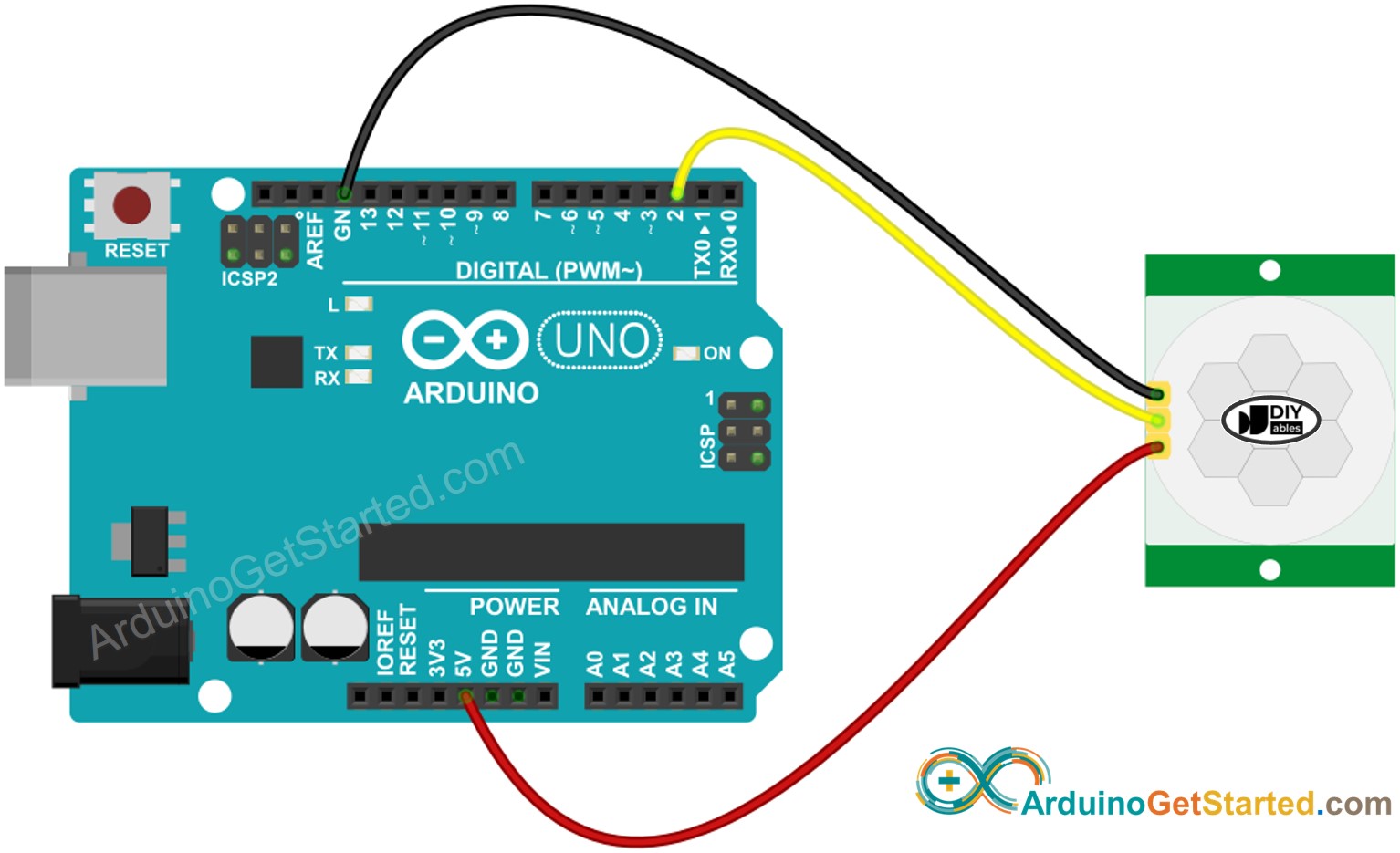 Schéma de câblage du capteur de mouvement Arduino