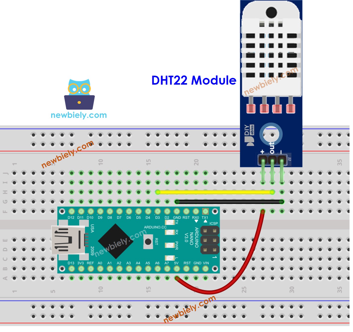Schéma de câblage du module de température et d'humidité Arduino Nano DHT22