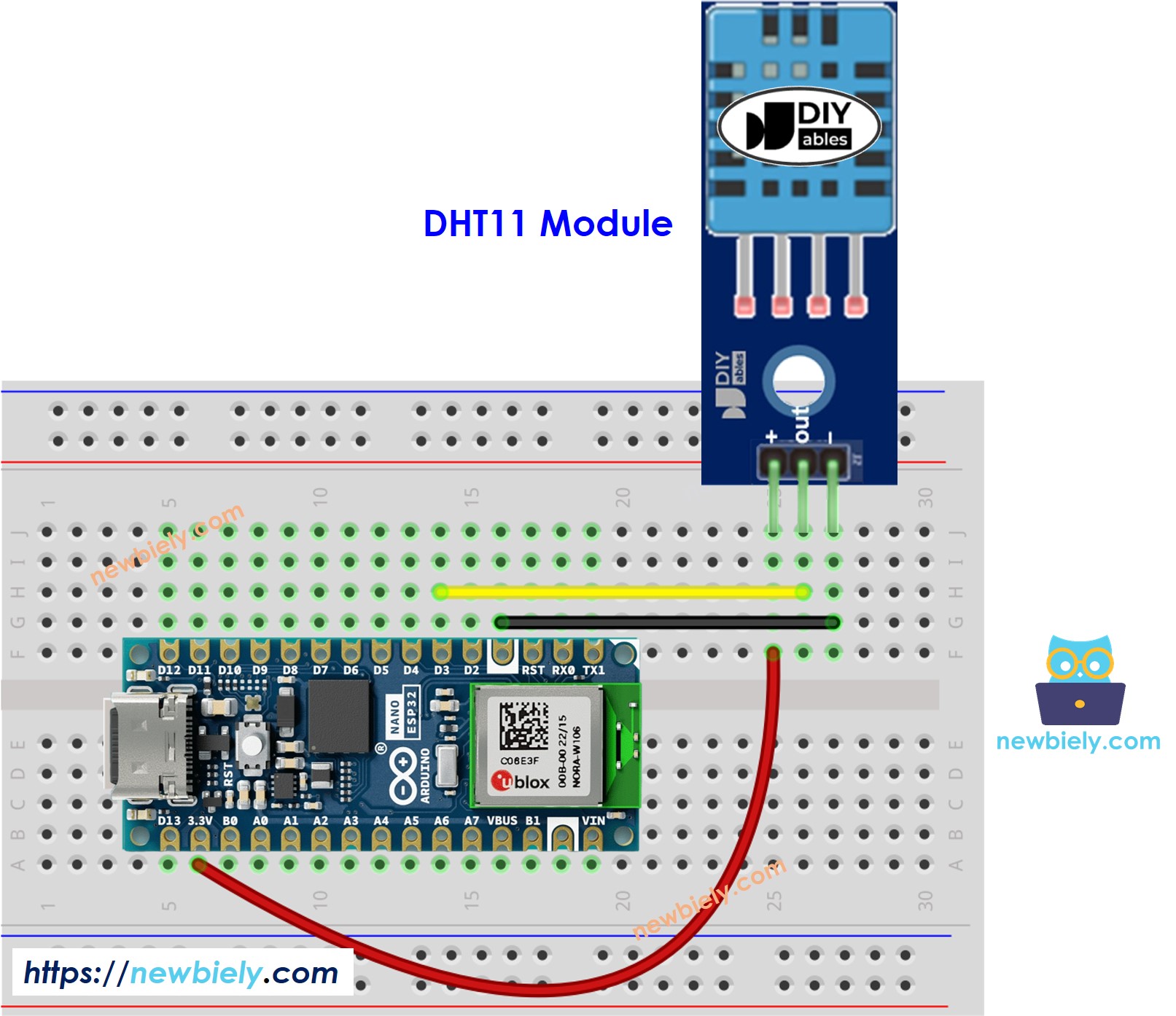 Schéma de câblage du module de température et d'humidité Arduino Nano ESP32 DHT11