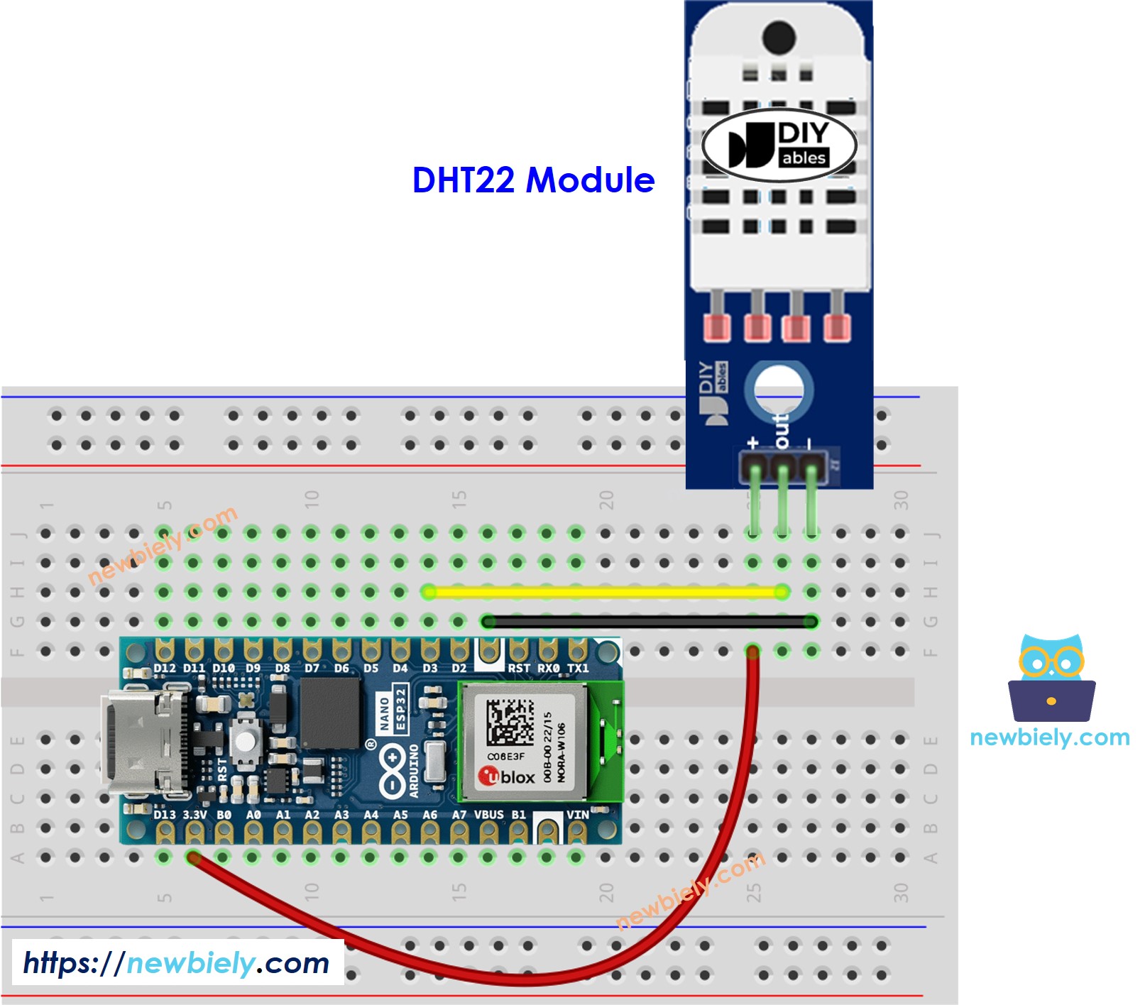 Schéma de câblage du module de température et d'humidité Arduino Nano ESP32 DHT22