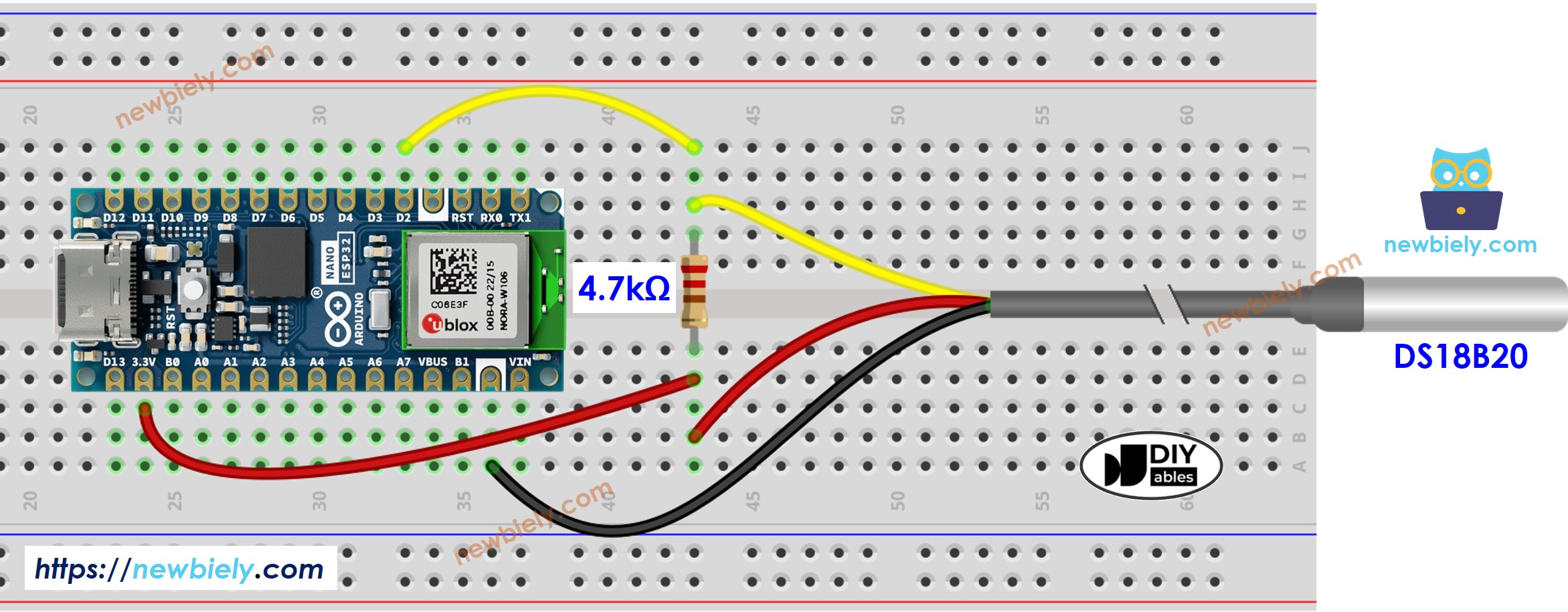 Schéma de câblage du capteur de température Arduino Nano ESP32