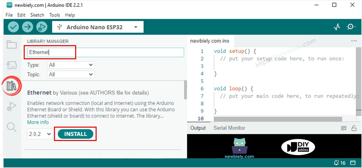 Bibliothèque Ethernet Arduino Nano ESP32