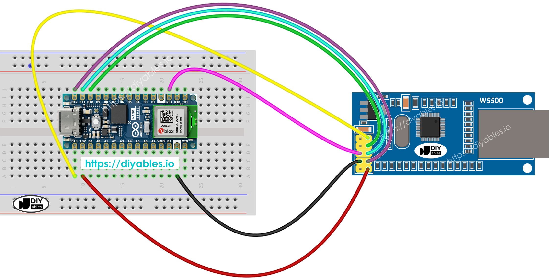 Schéma de câblage du module Ethernet Arduino Nano ESP32