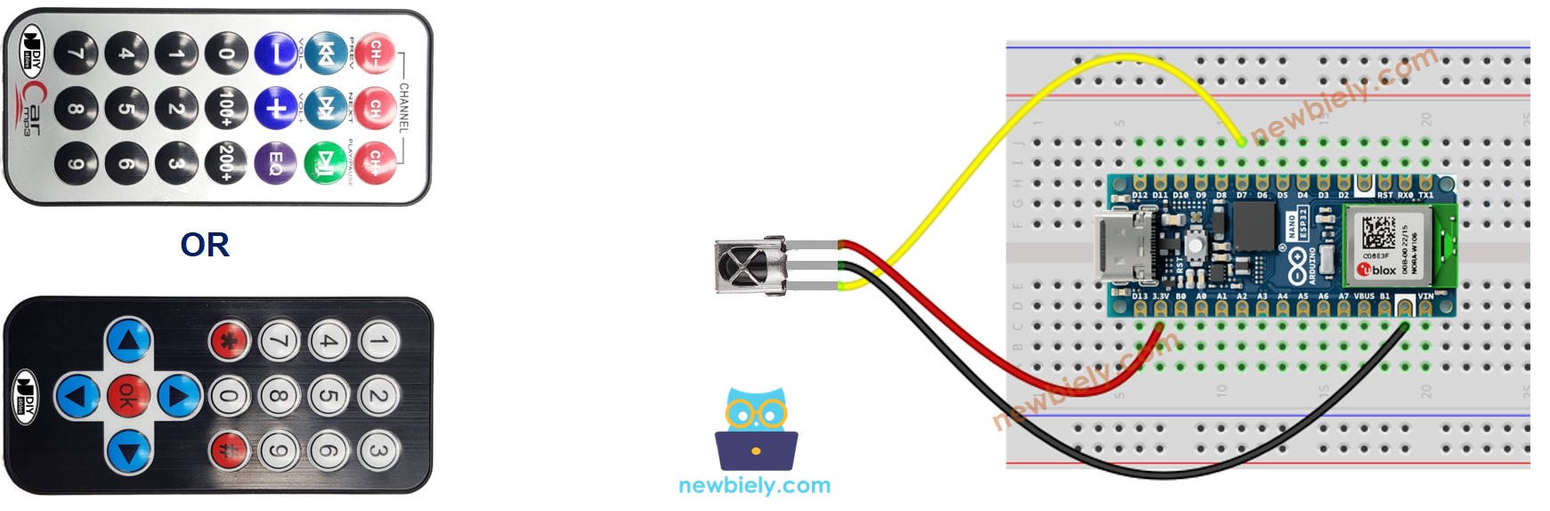 Schéma de câblage de la télécommande infrarouge Arduino Nano ESP32