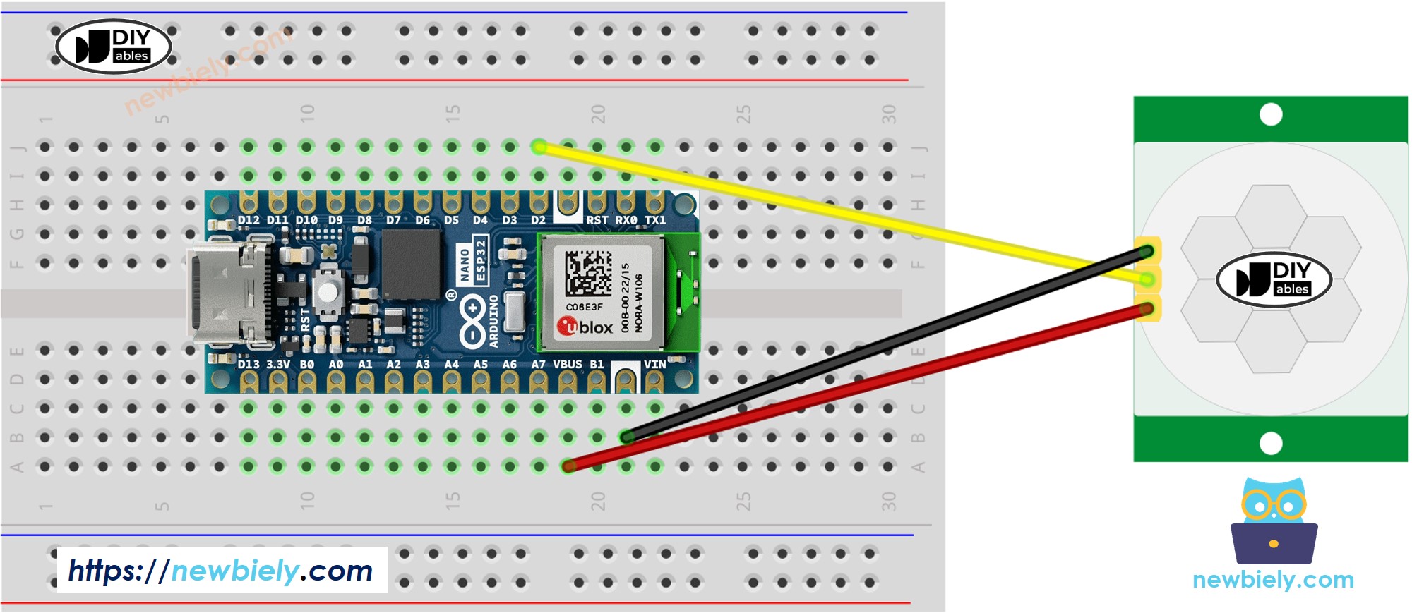 Schéma de câblage du capteur de mouvement Arduino Nano ESP32