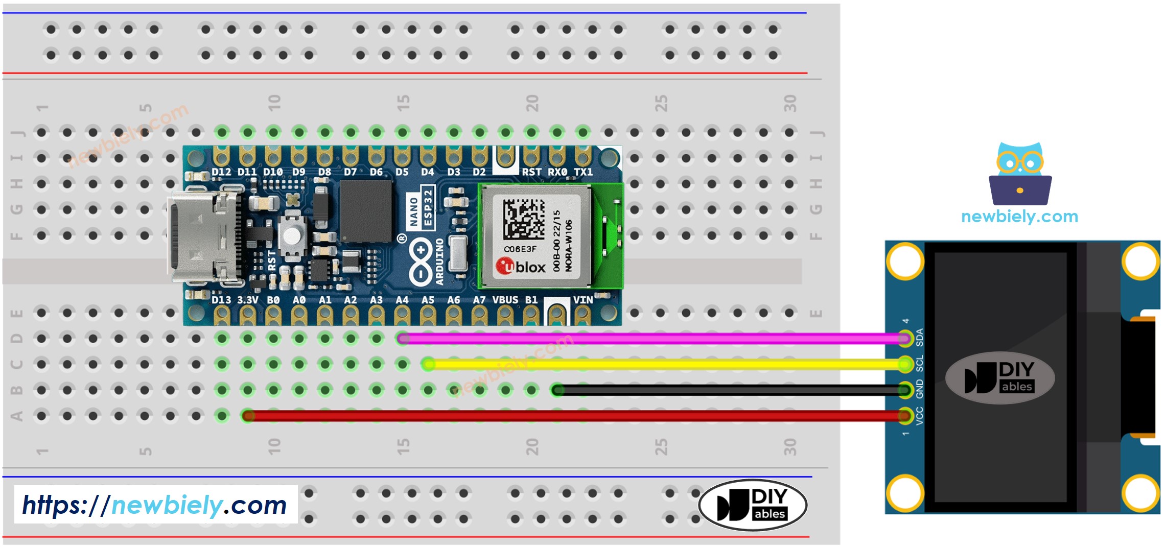 Schéma de câblage Arduino Nano ESP32 OLED