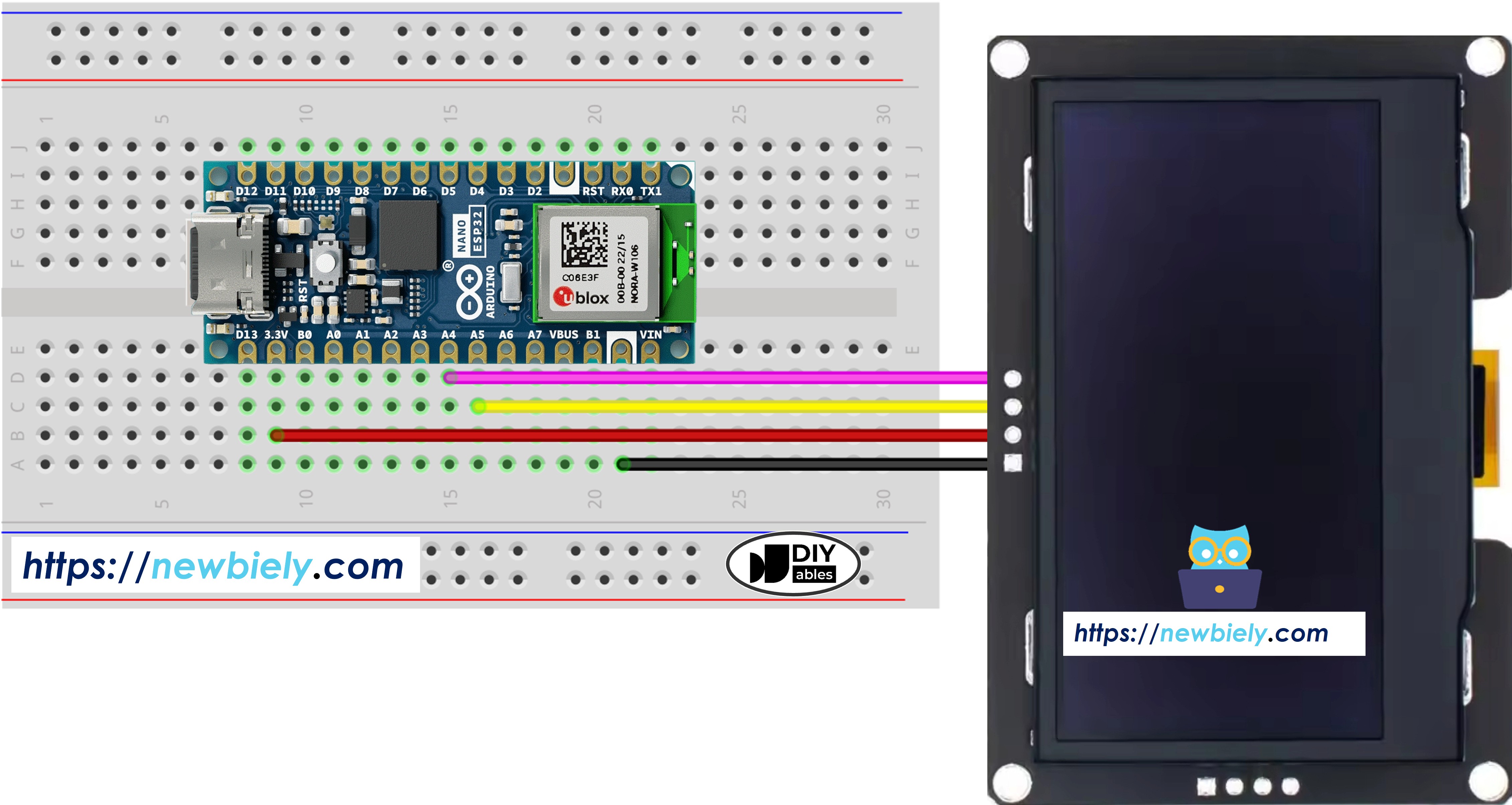 Schéma de câblage Arduino Nano ESP32 OLED SSD1309