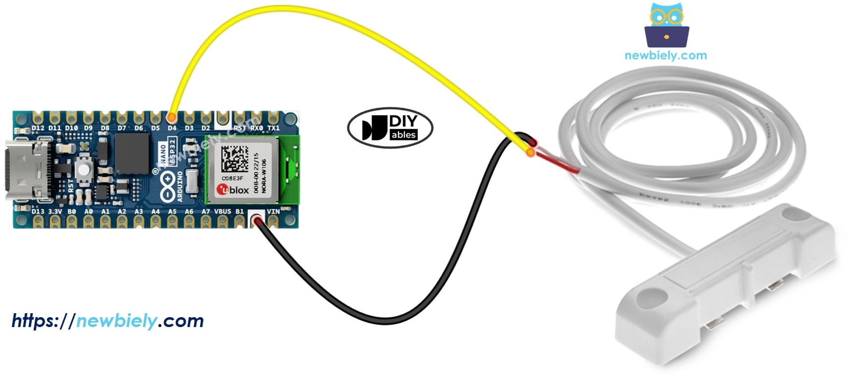 Diagramme de câblage du détecteur de fuite d'eau Arduino Nano ESP32