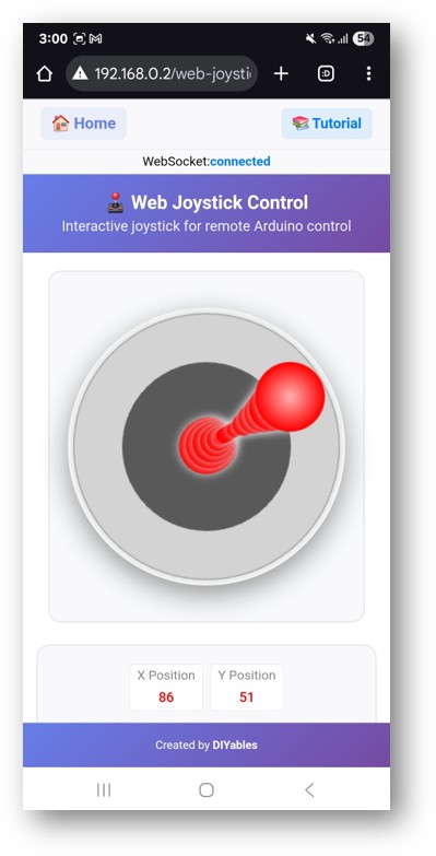 Application Joystick web Arduino Nano ESP32 DIYables WebApp